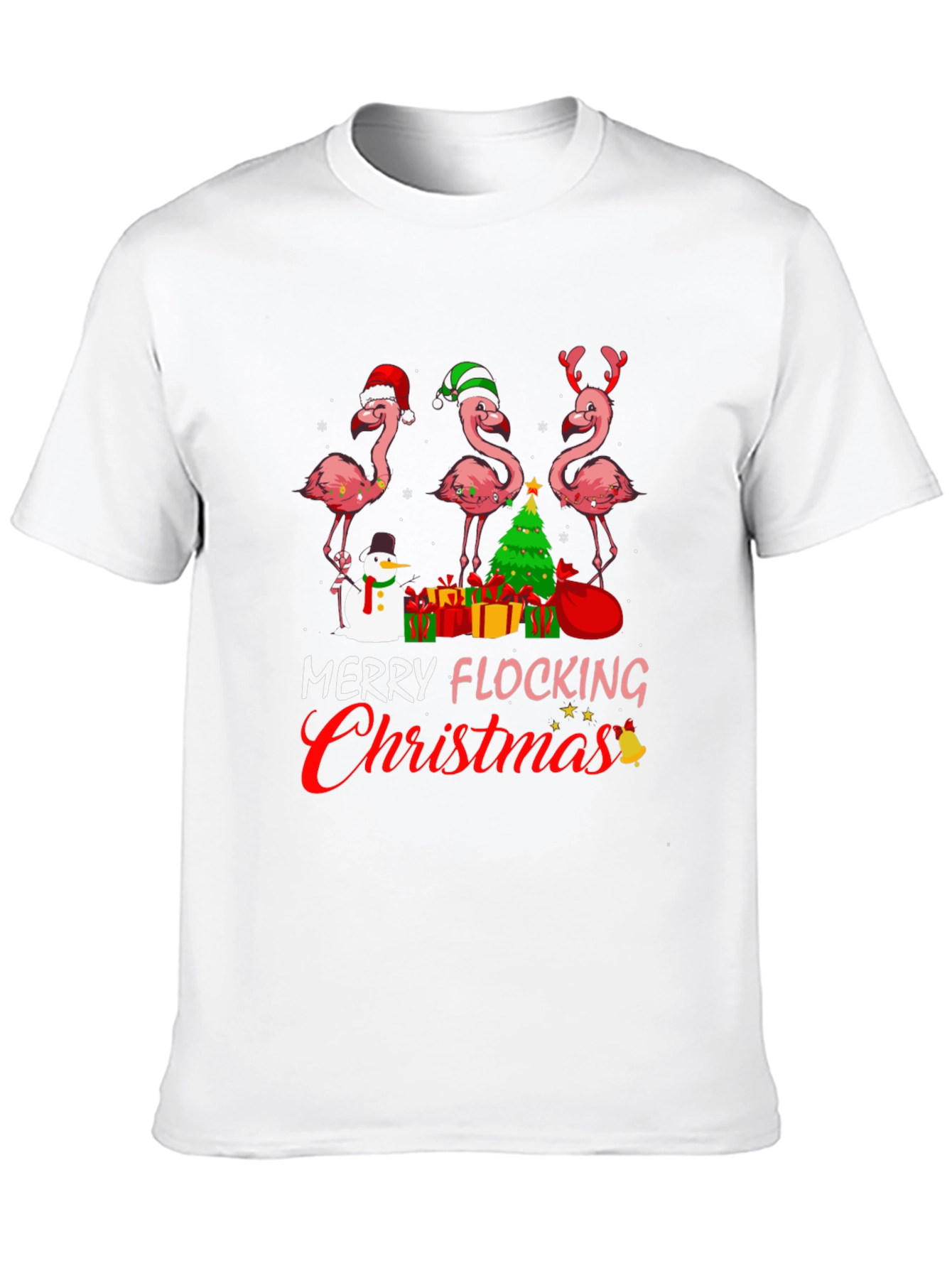 Merry Flocking Christmas Flamingo T-Shirt