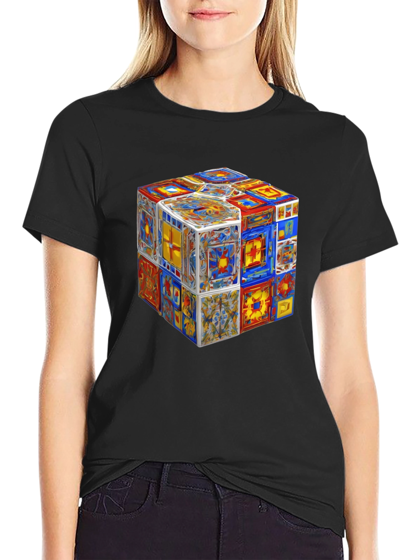 Artistic Cube Graphic Tee - Unique Mens T-Shirt