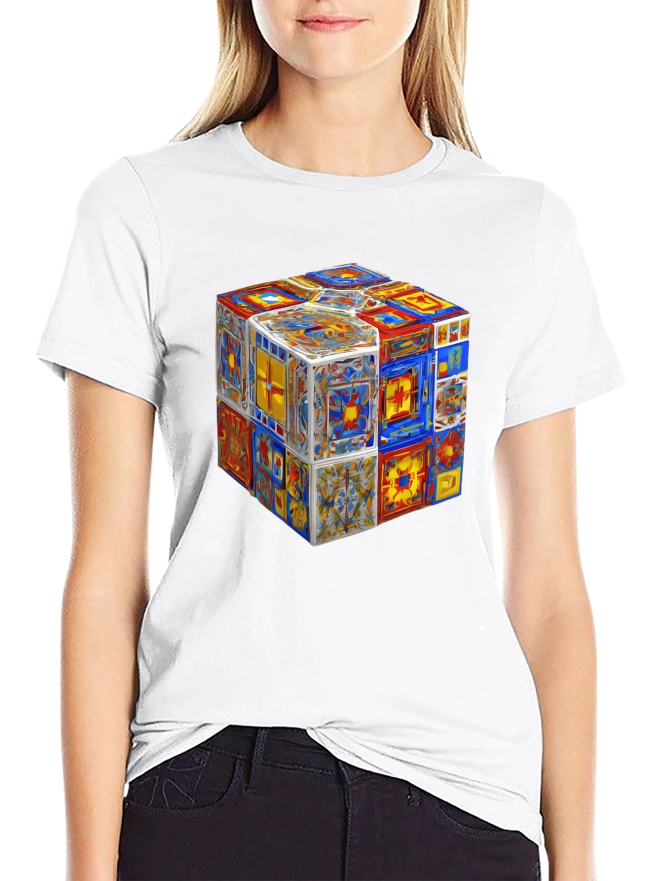 Artistic Cube Graphic Tee - Unique Mens T-Shirt