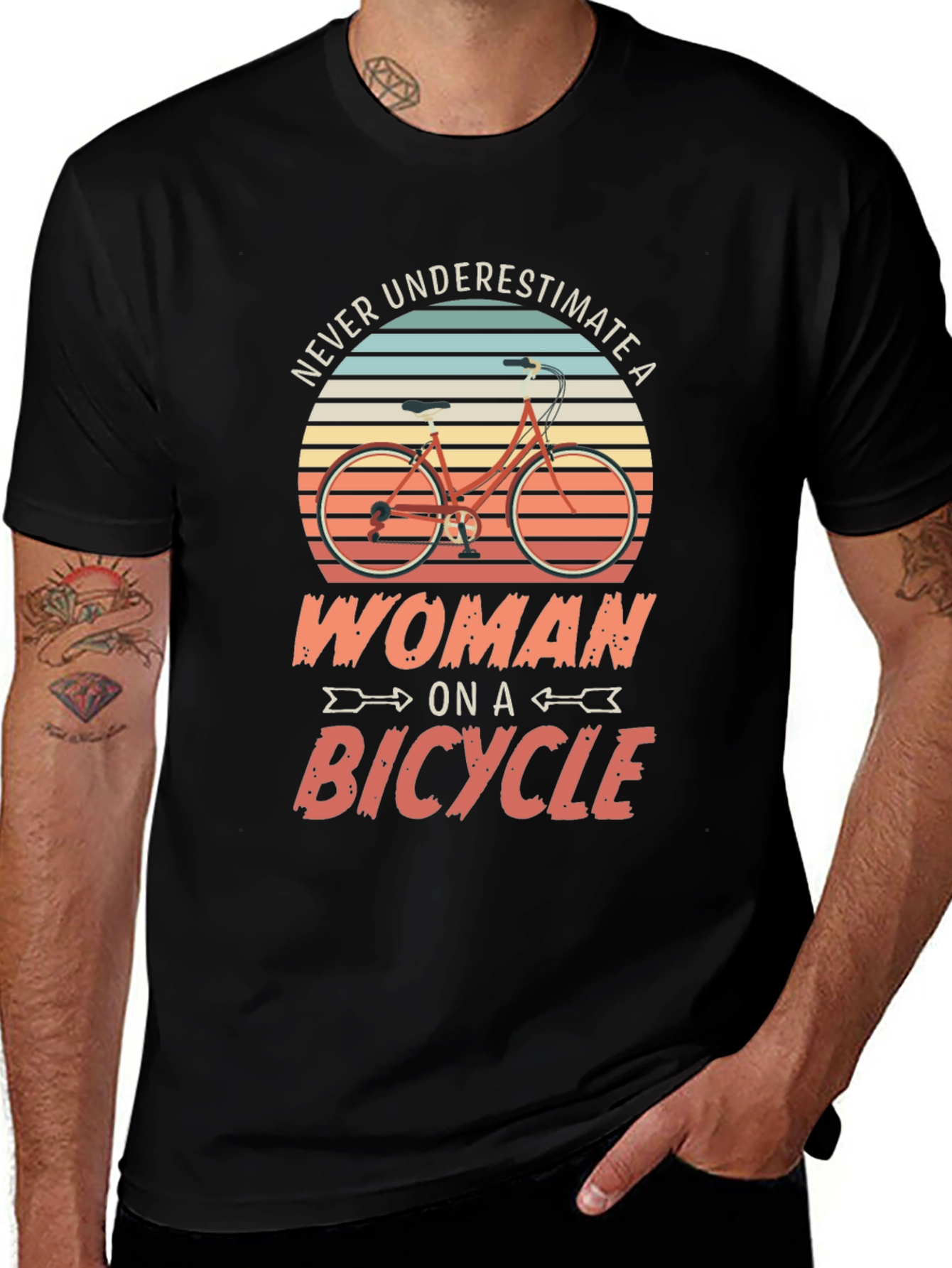 Never Underestimate a Woman on a Bicycle Tee