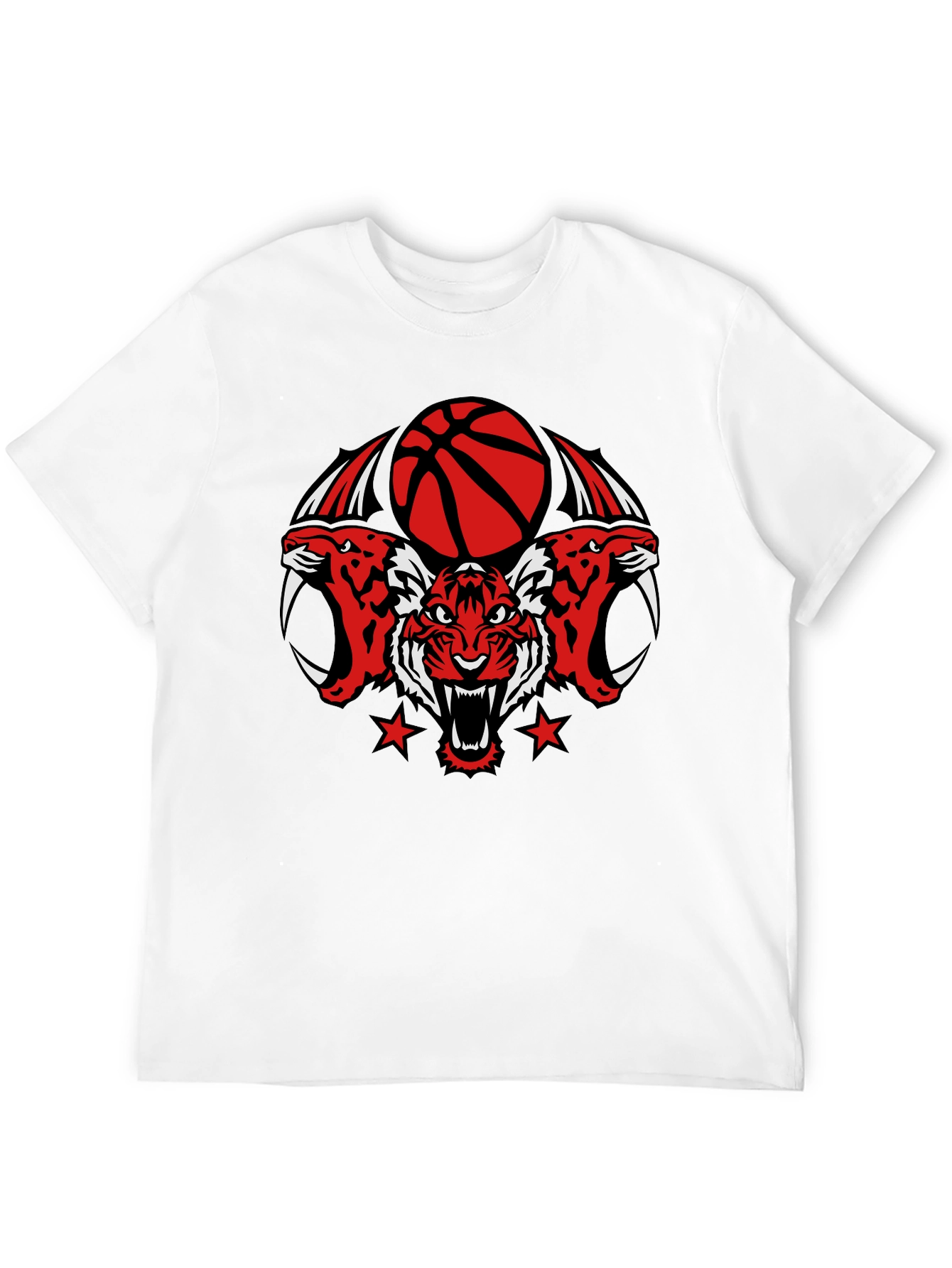 Tiger Basketball Graphic Tee - Black Cotton T-Shirt