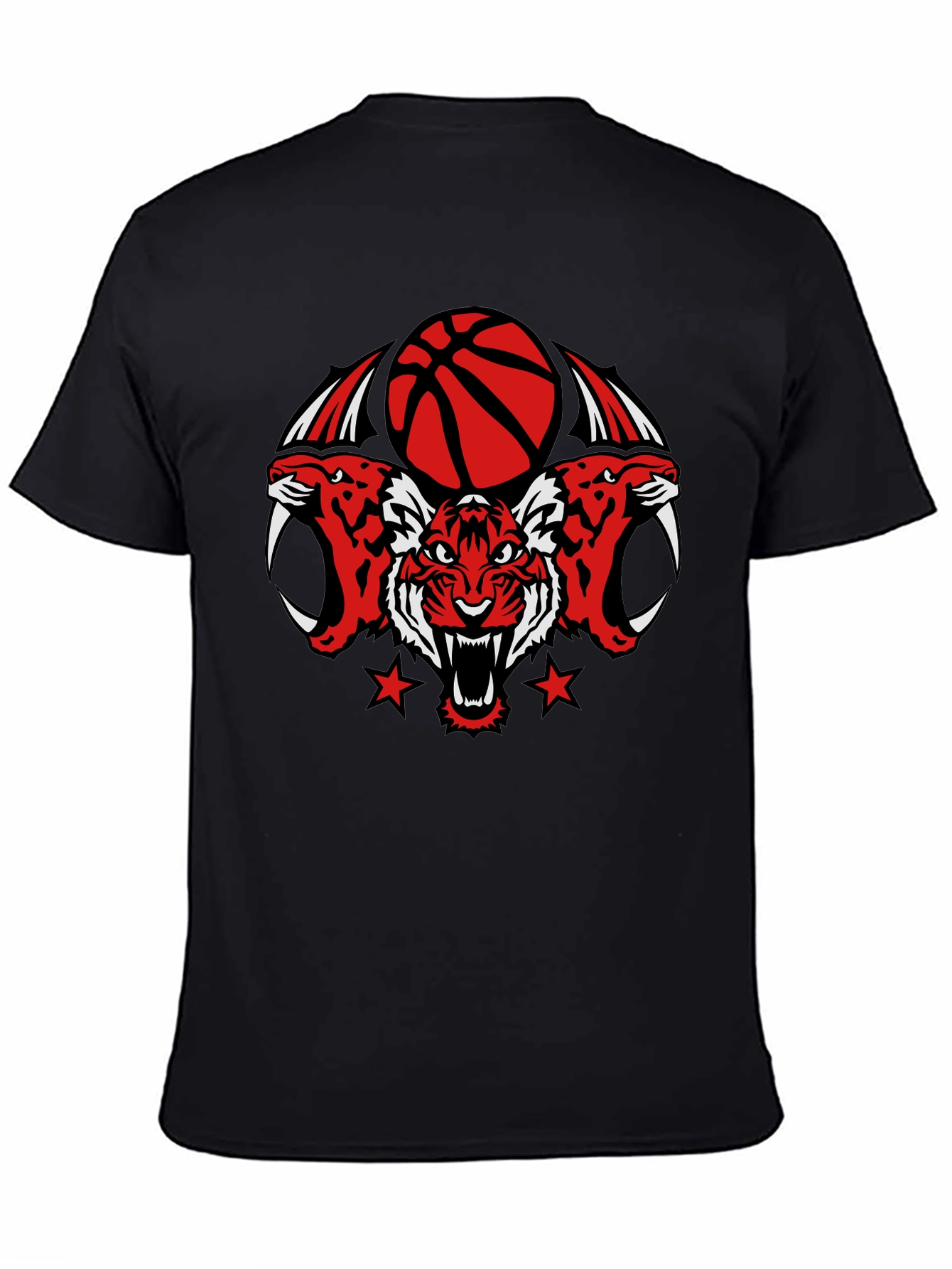 Tiger Basketball Graphic Tee - Black Cotton T-Shirt