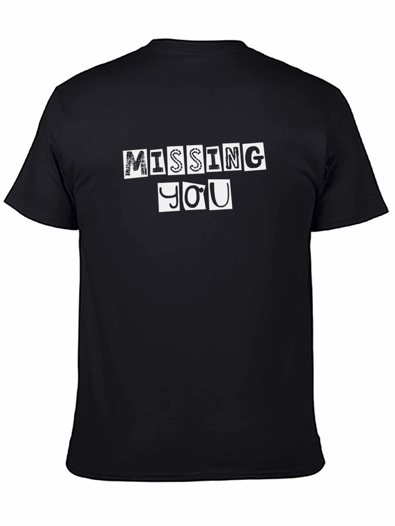 Missing You Graphic T-Shirt - Mens Black Cotton Tee
