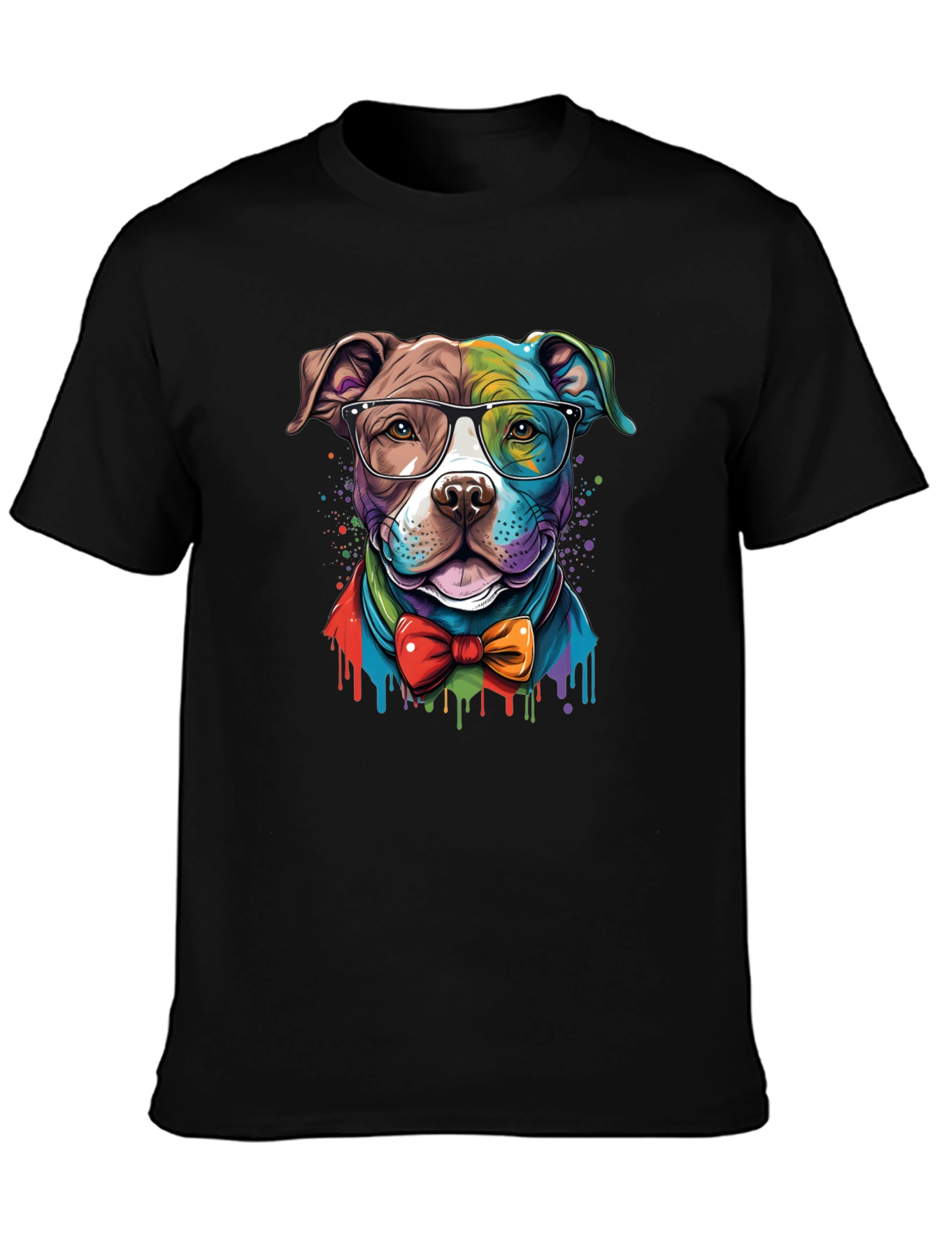 Dog with Glasses Graphic Tee - Black