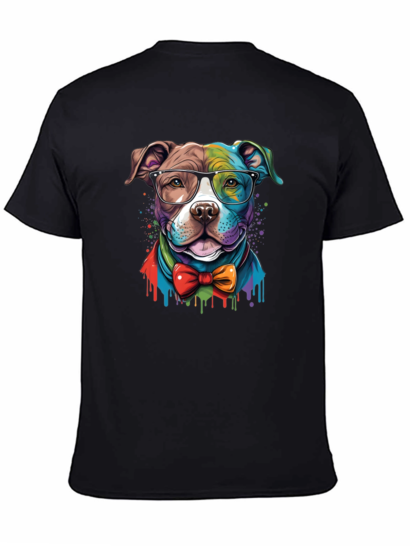 Dog with Glasses Graphic Tee - Black