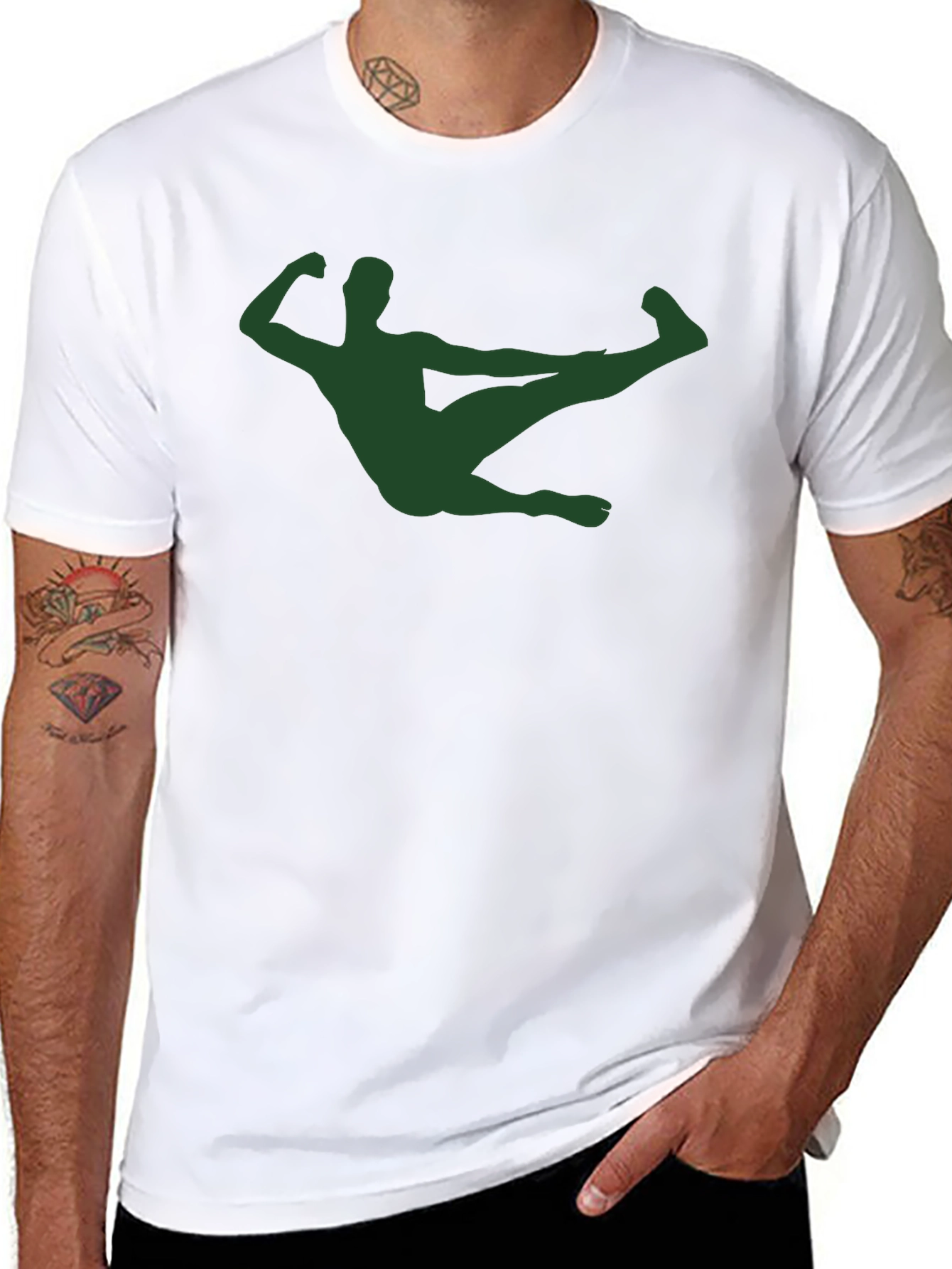 Unique Black T-shirt with Green Silhouette Design