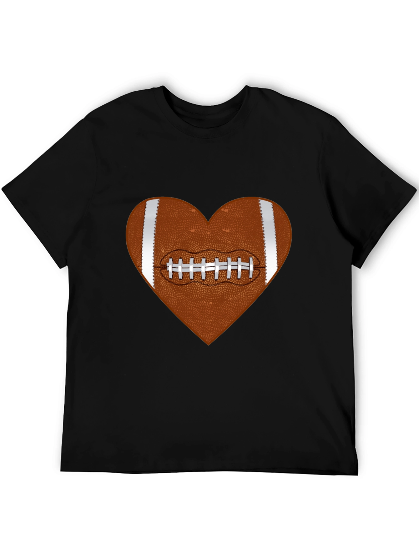 Football Heart Graphic Tee - Black Cotton T-Shirt