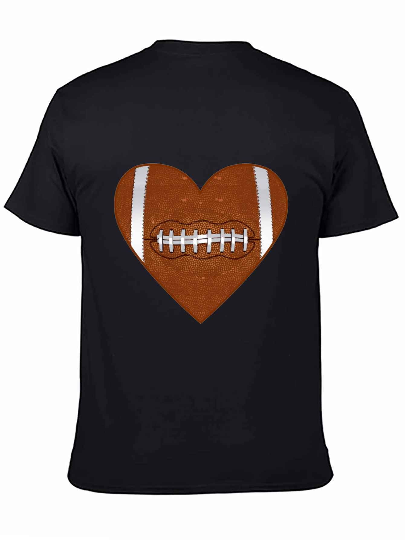 Football Heart Graphic Tee - Black Cotton T-Shirt