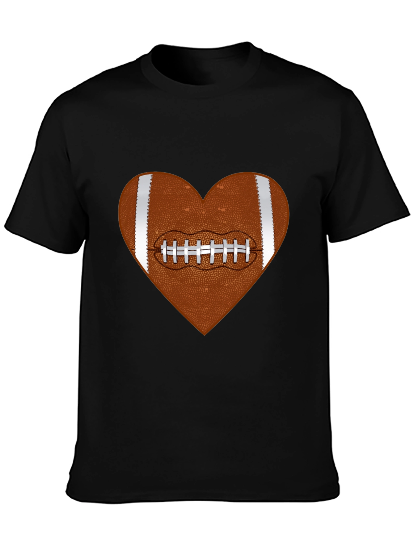 Football Heart Graphic Tee - Black Cotton T-Shirt