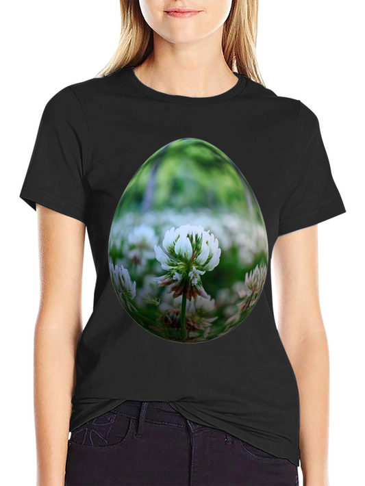 Clover Field Egg Graphic Black T-Shirt