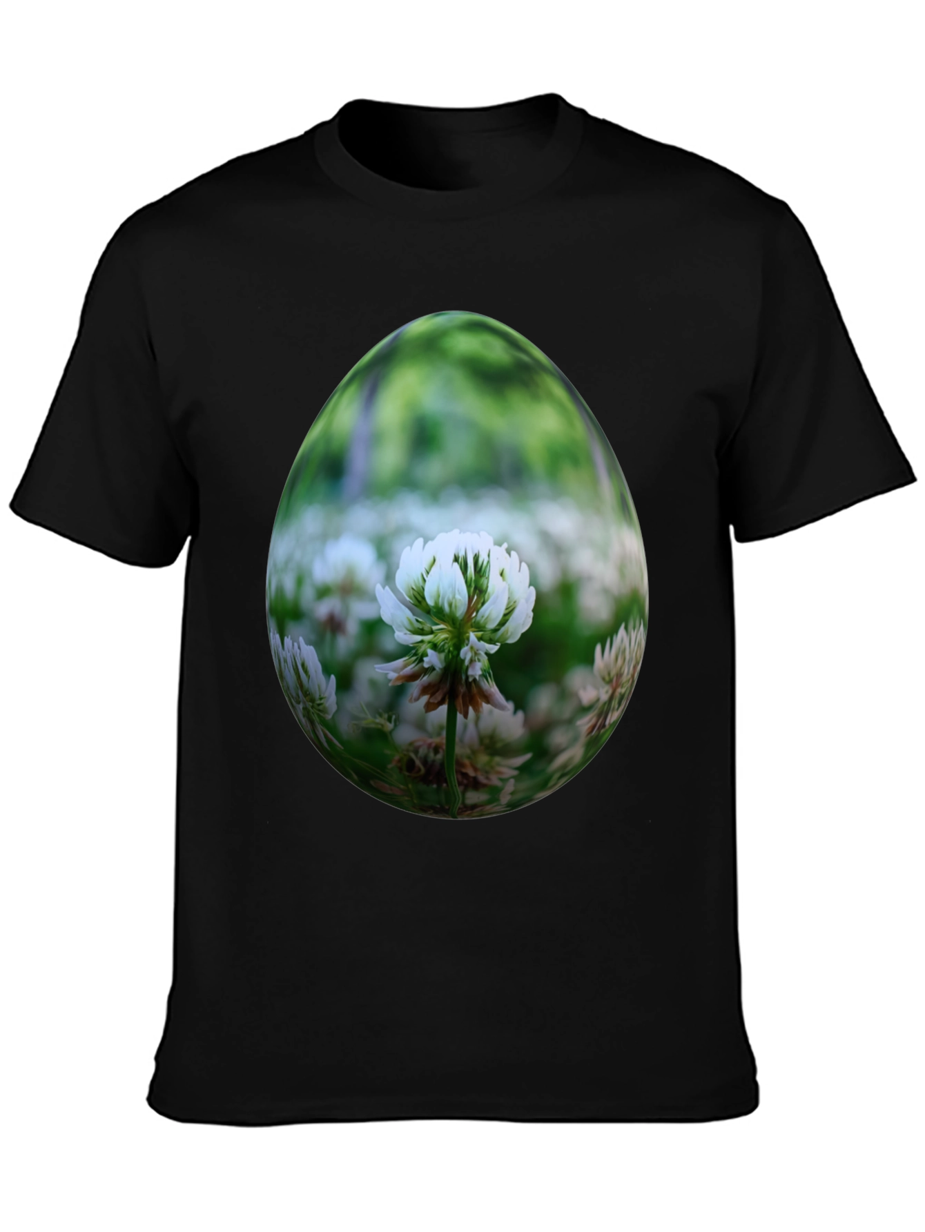 Clover Field Egg Graphic Black T-Shirt