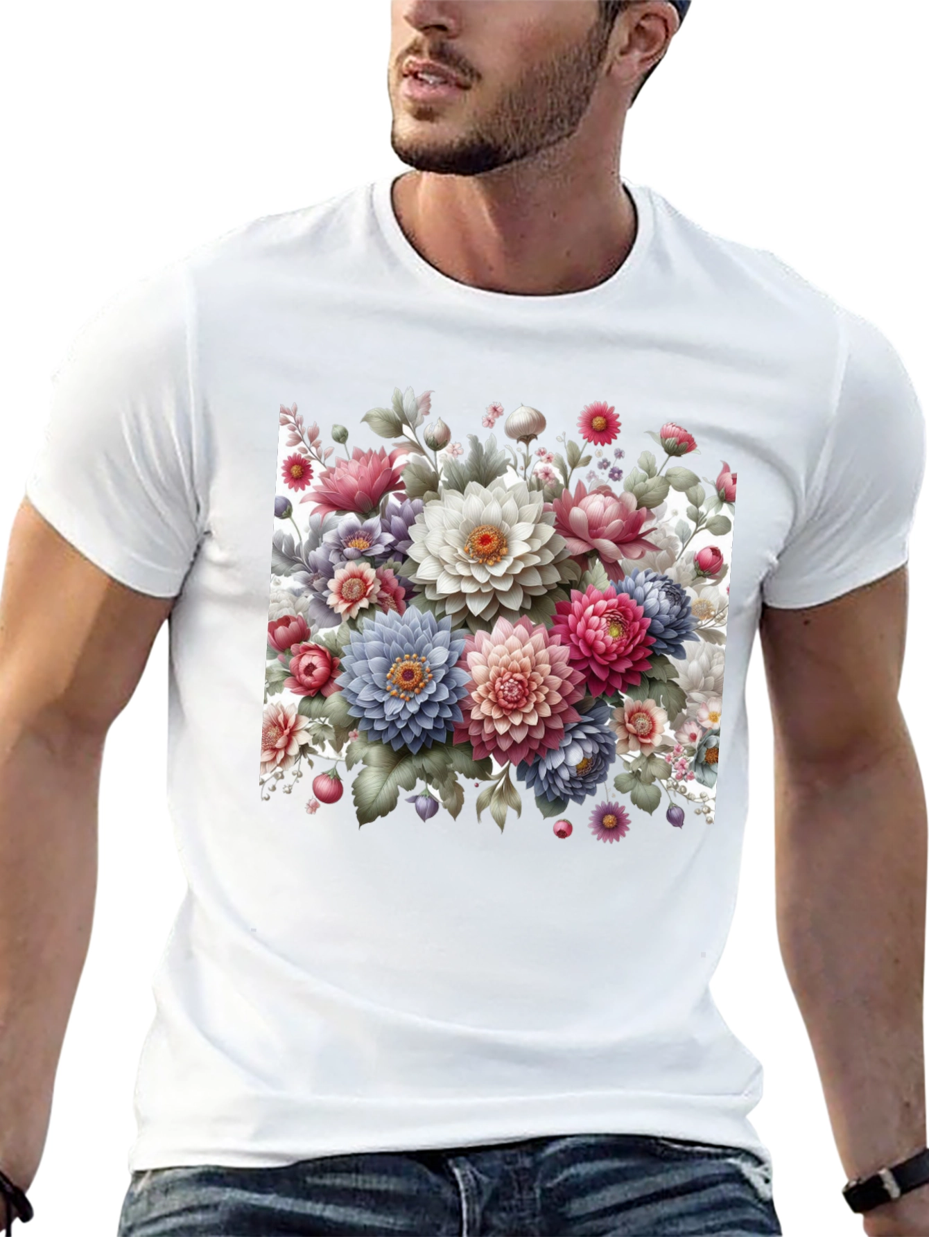 Floral Print Black T-Shirt