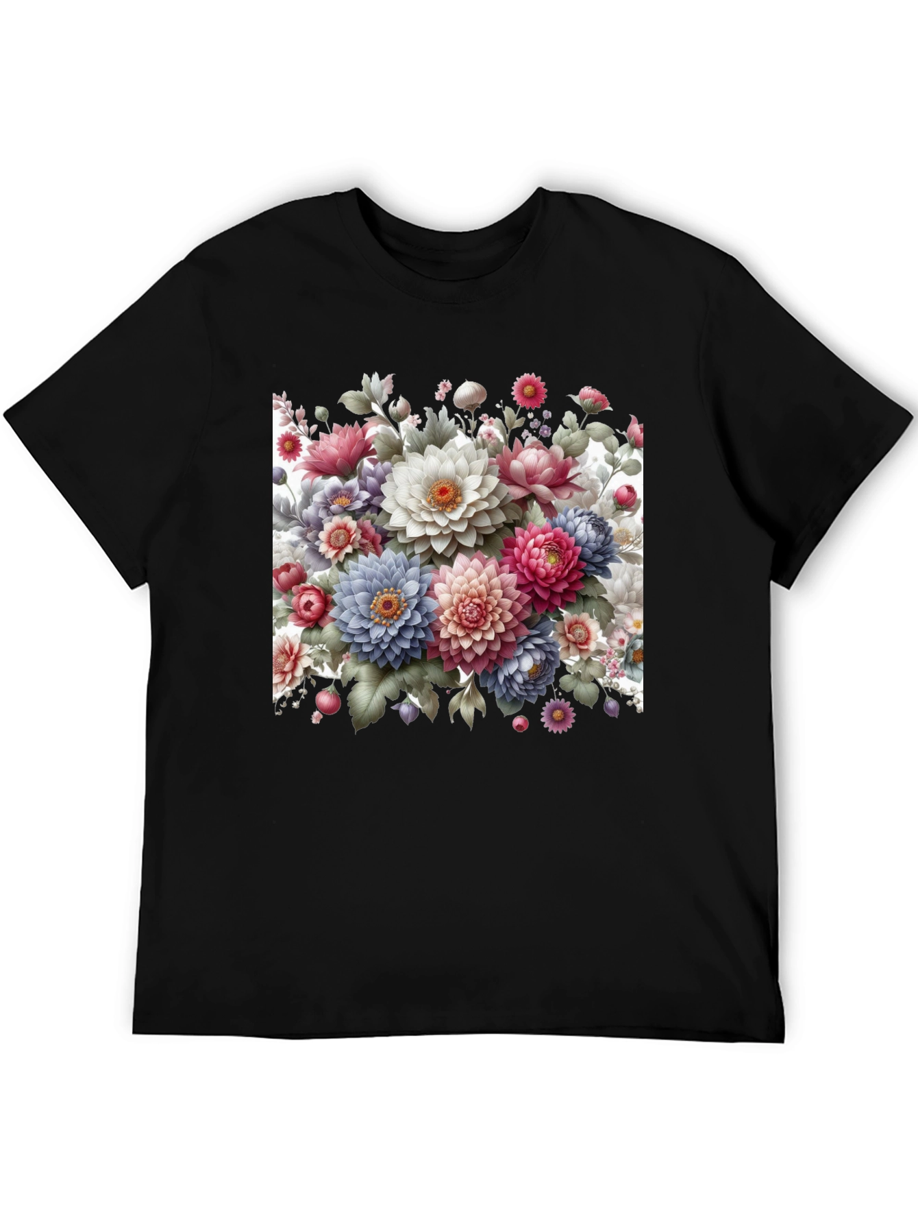 Floral Print Black T-Shirt