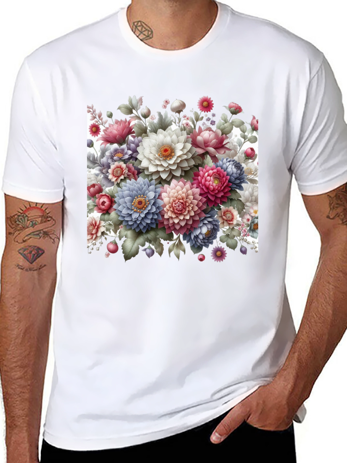 Floral Print Black T-Shirt