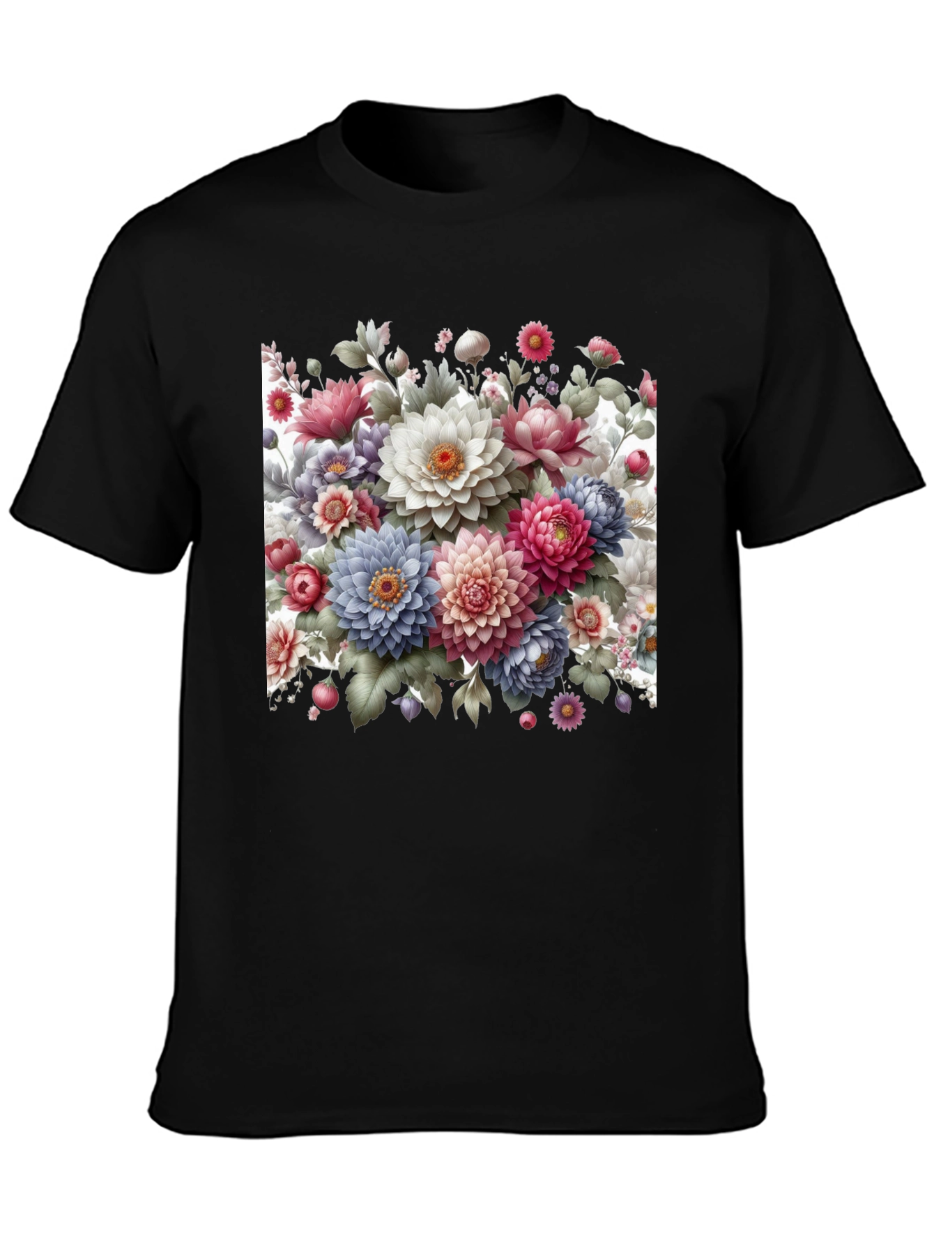 Floral Print Black T-Shirt