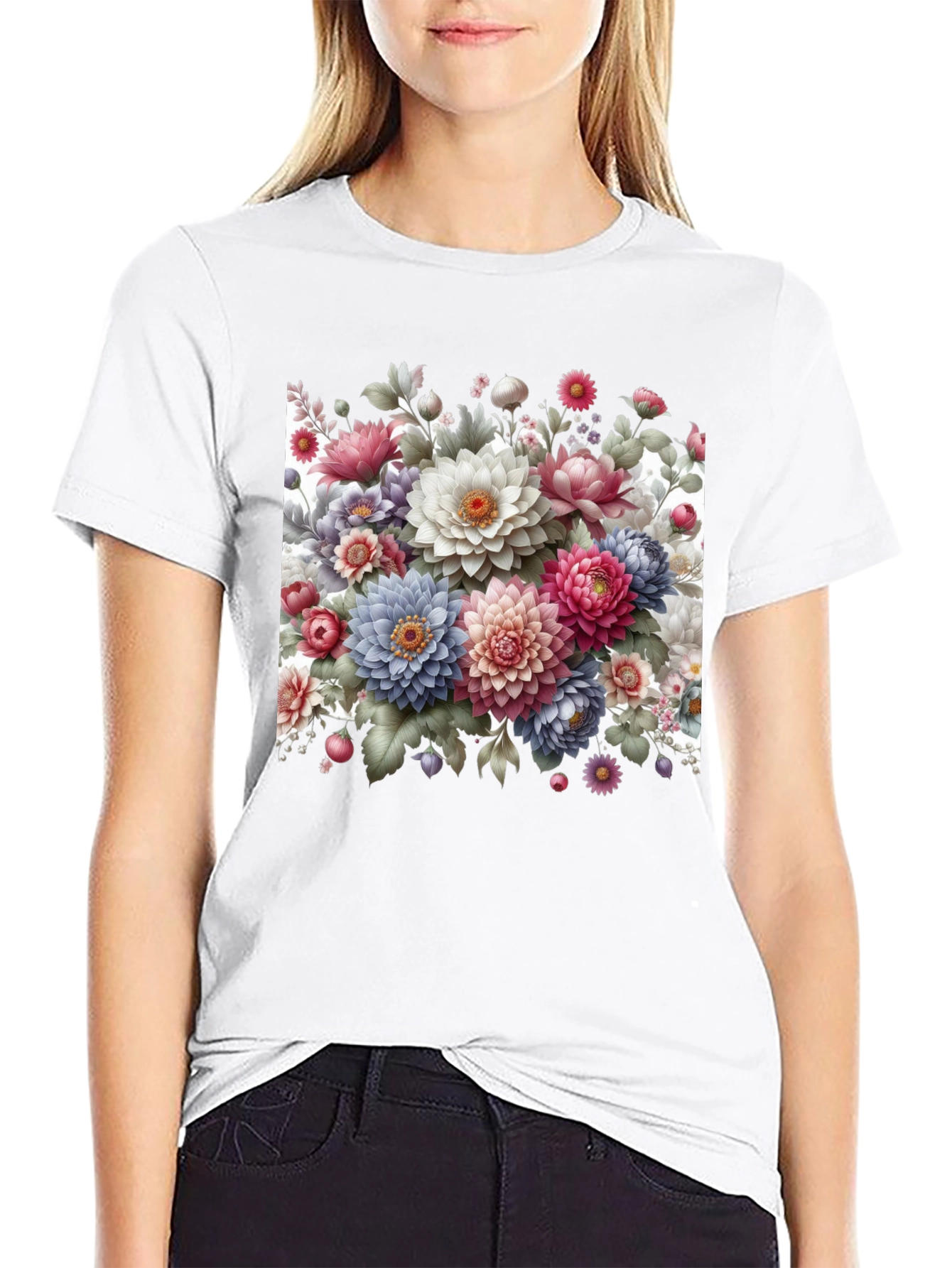 Floral Print Black T-Shirt