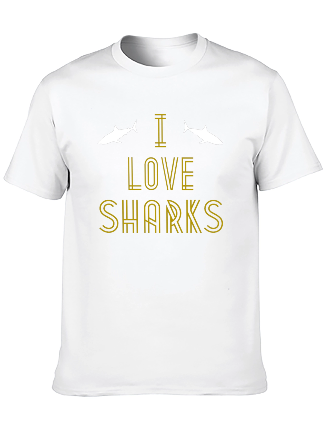 I Love Sharks T-Shirt -  Black Cotton Tee