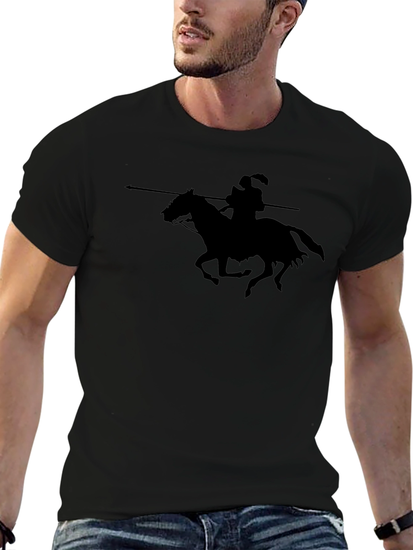 Black Knight Rider T-Shirt - Medieval Warrior Tee