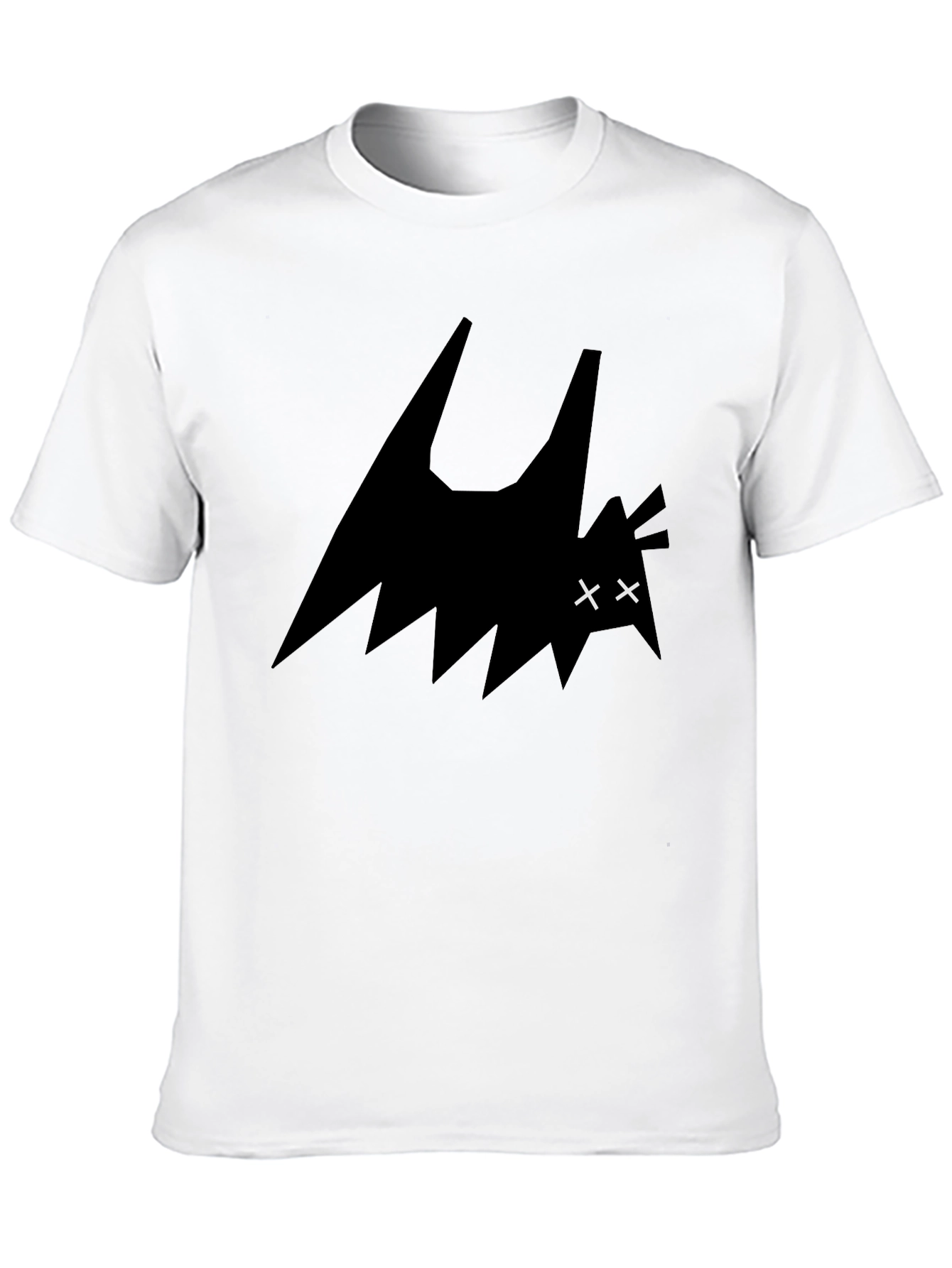 Mens Black Graphic Tee - Abstract Bat Design