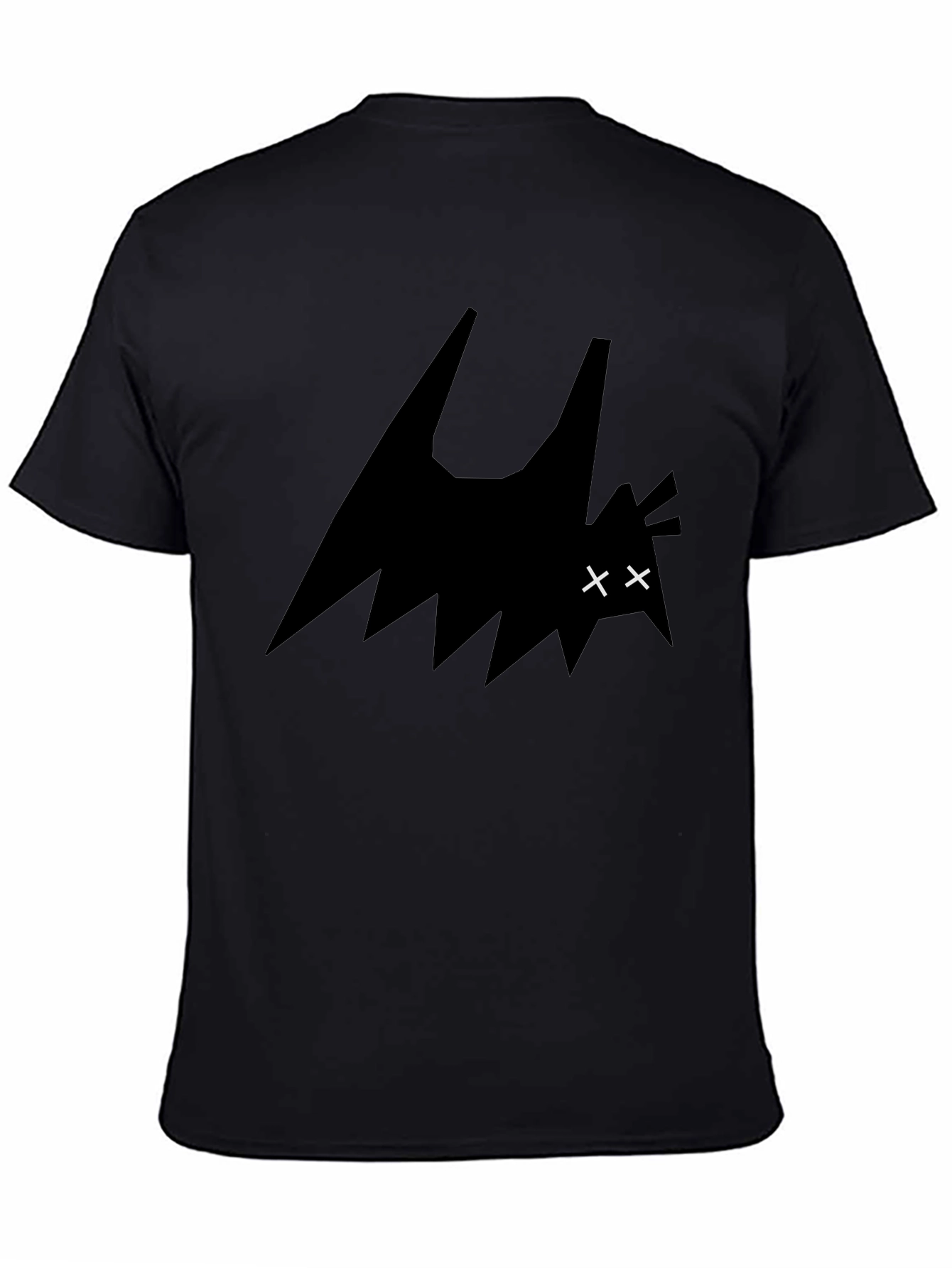 Mens Black Graphic Tee - Abstract Bat Design