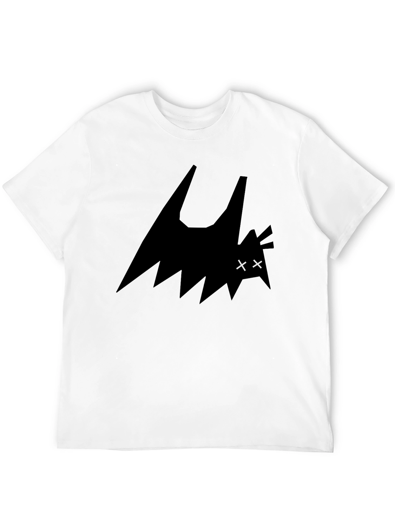Mens Black Graphic Tee - Abstract Bat Design
