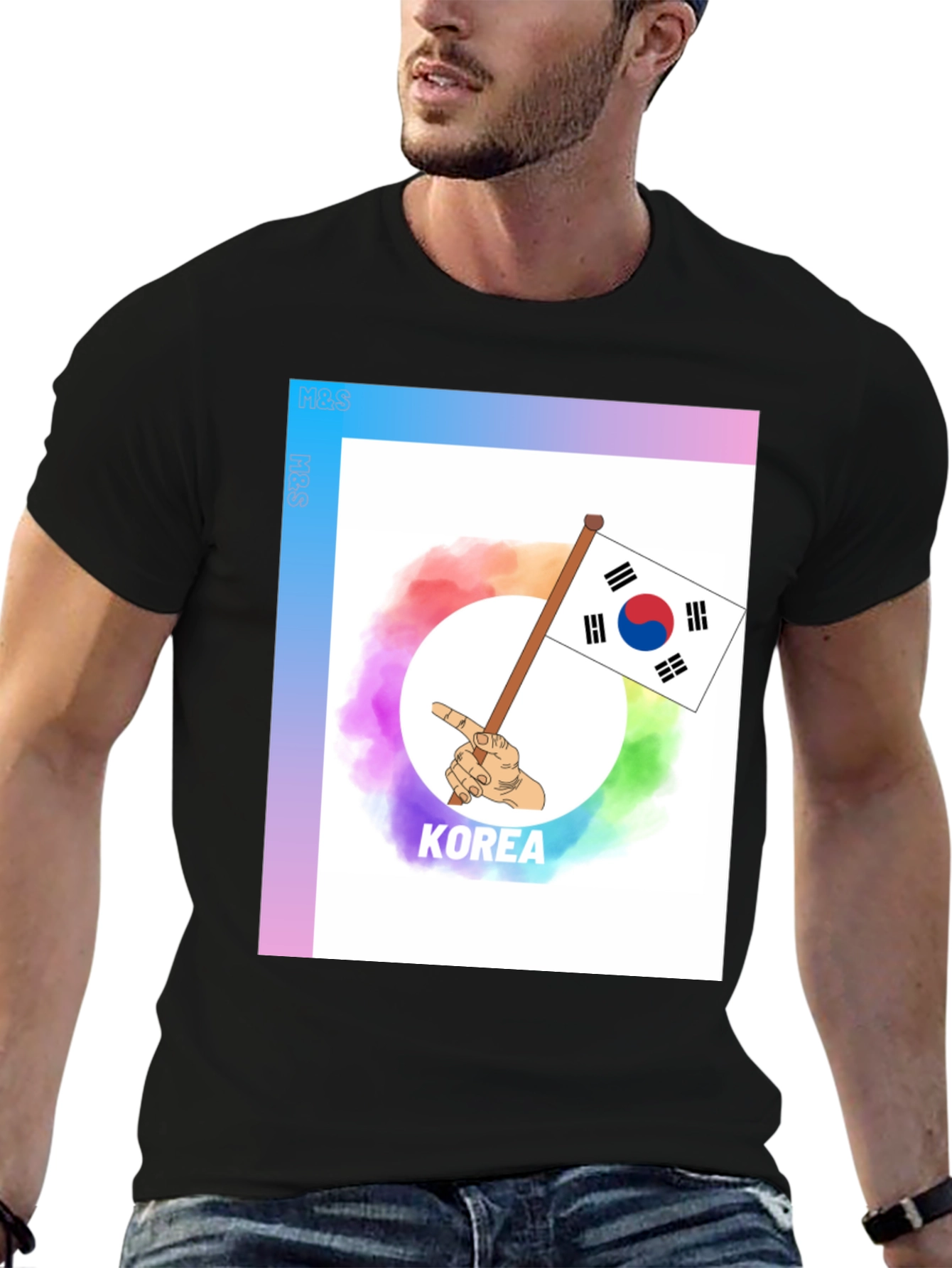 Korea Flag Graphic Tee - Unisex Crew Neck