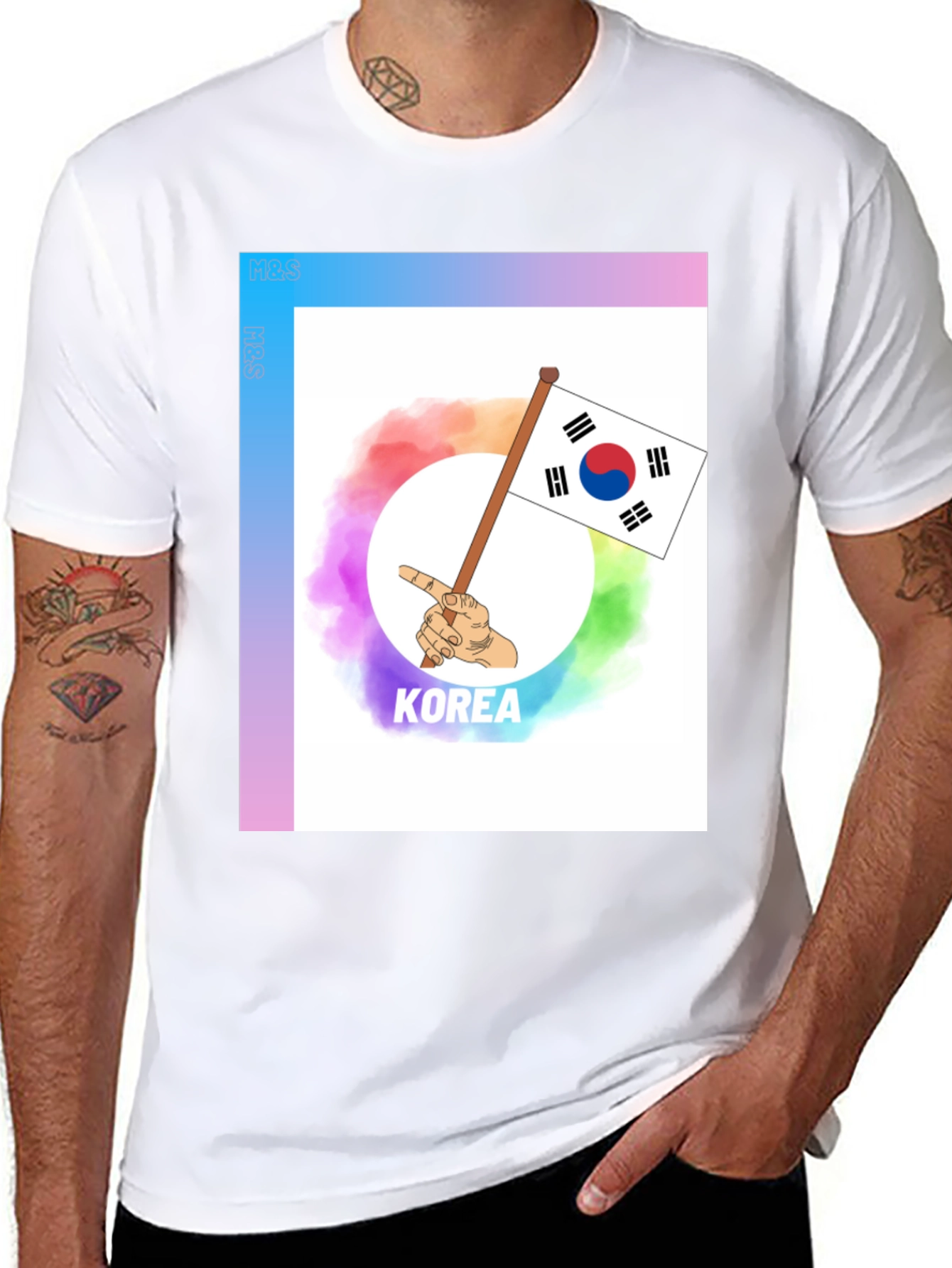 Korea Flag Graphic Tee - Unisex Crew Neck