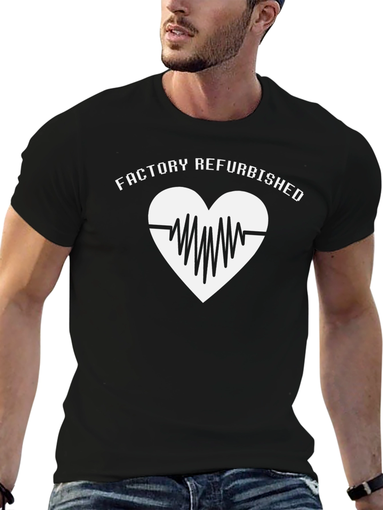 Factory Refurbished Heartbeat Tee - Black Cotton T-Shirt