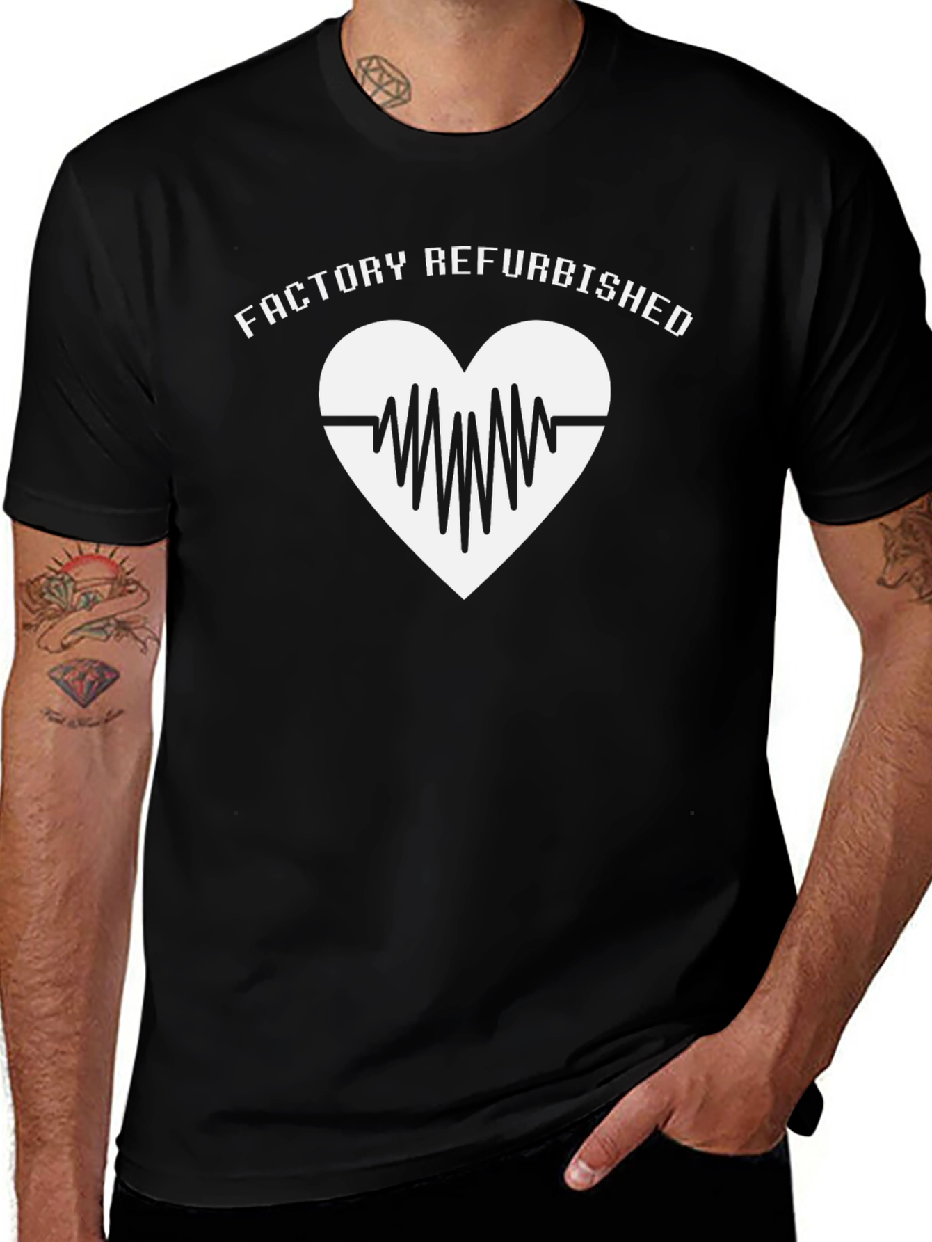 Factory Refurbished Heartbeat Tee - Black Cotton T-Shirt