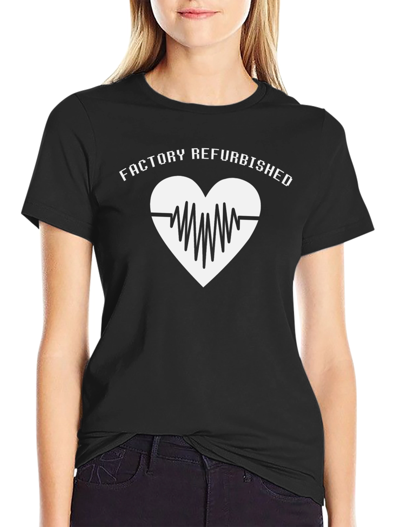 Factory Refurbished Heartbeat Tee - Black Cotton T-Shirt