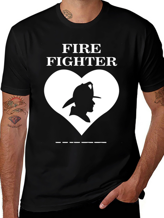 Firefighter Love T-Shirt - Black Graphic Tee