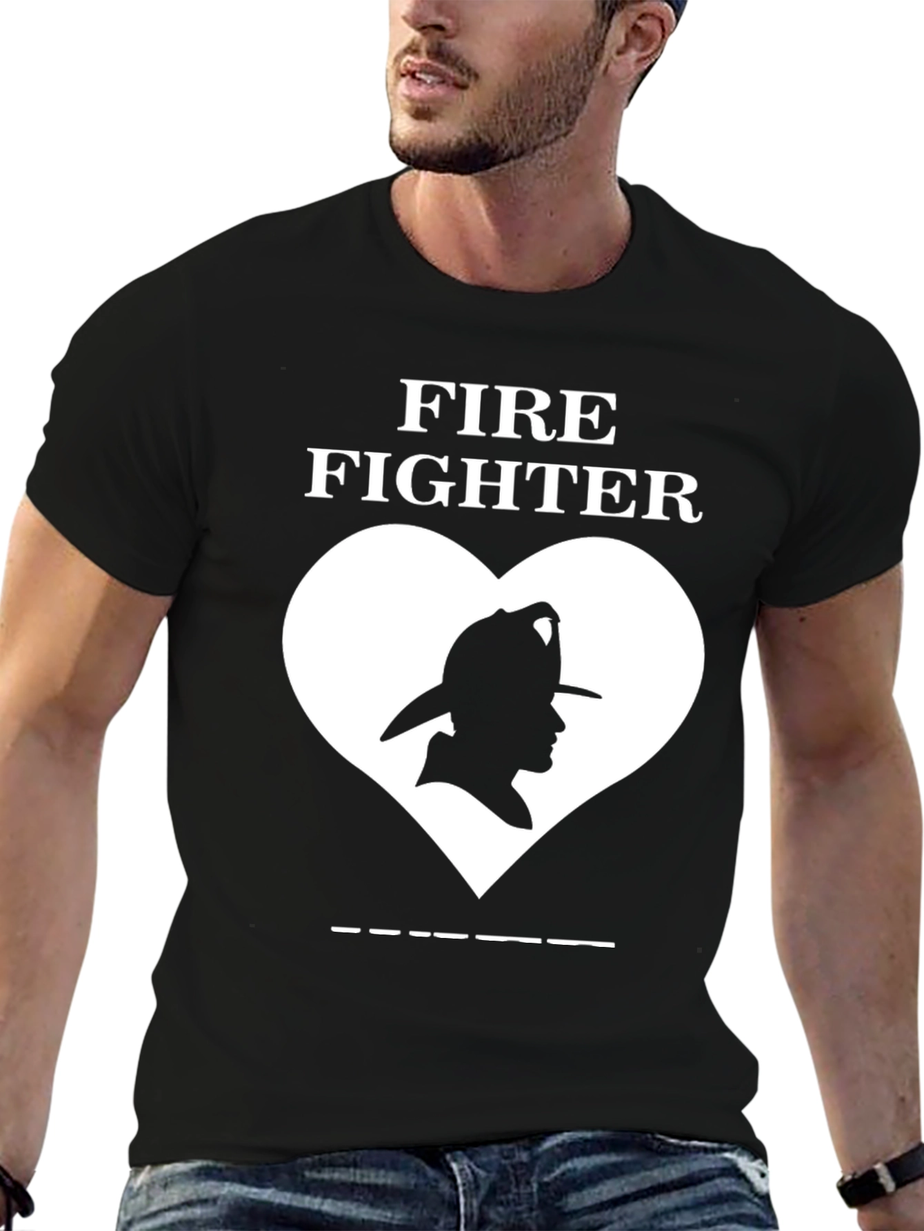 Firefighter Love T-Shirt - Black Graphic Tee