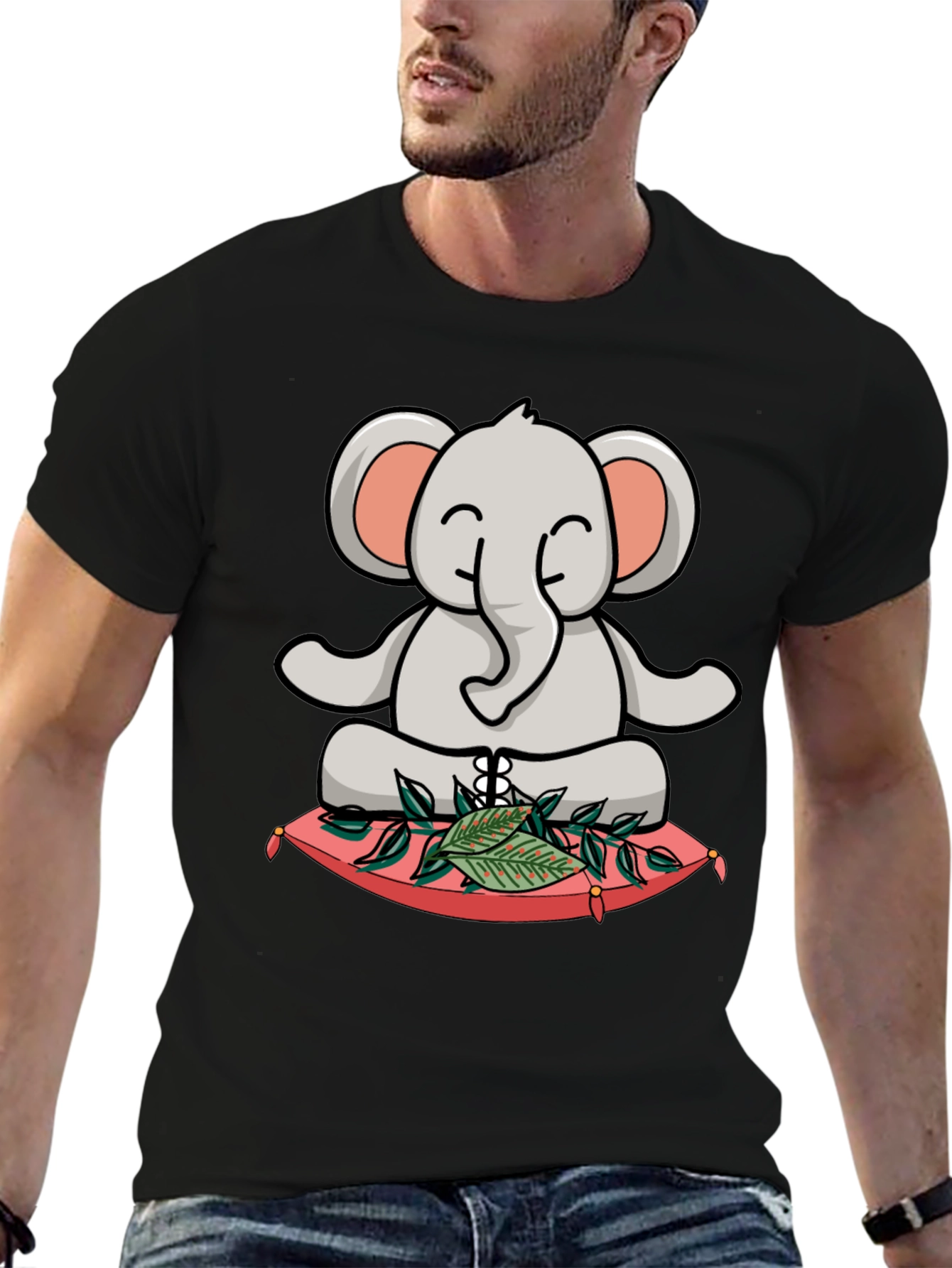 Meditating Elephant T-Shirt - Zen Animal Design