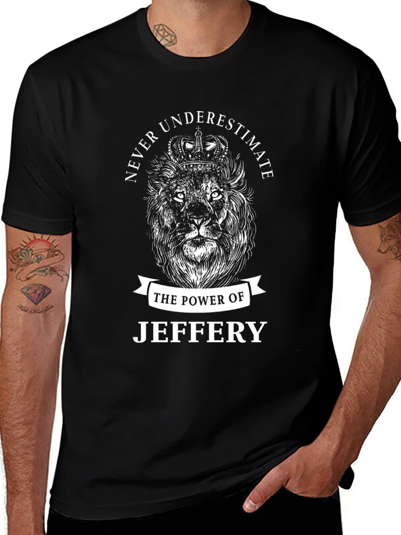 Never Underestimate Jeffery Lion Graphic T-Shirt