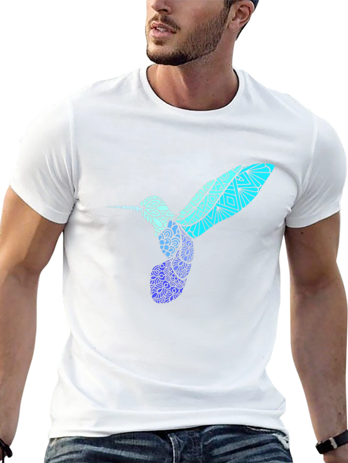 Hummingbird Graphic Tee - Stylish Mens Black T-Shirt