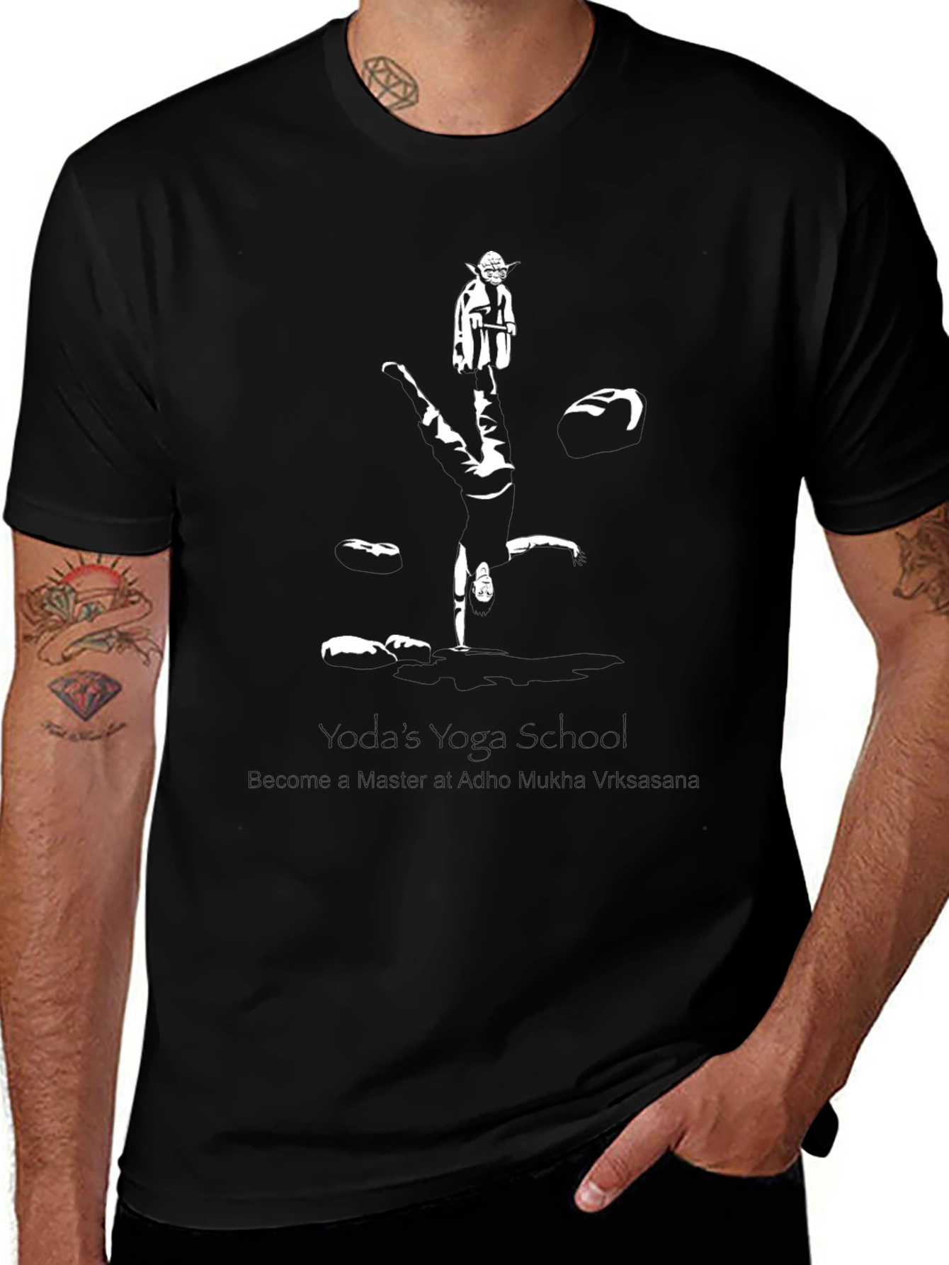 Yoda Reflection Graphic Black T-Shirt