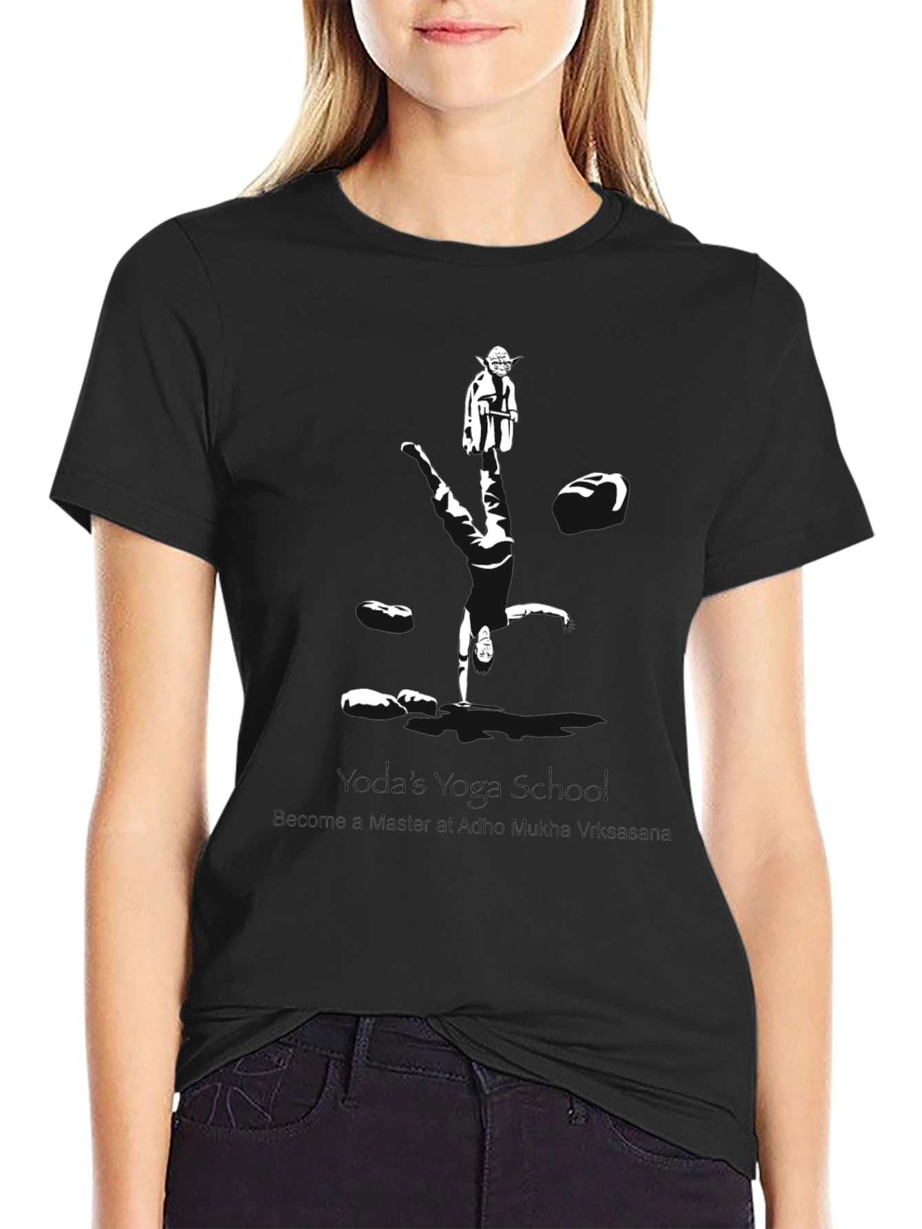 Yoda Reflection Graphic Black T-Shirt