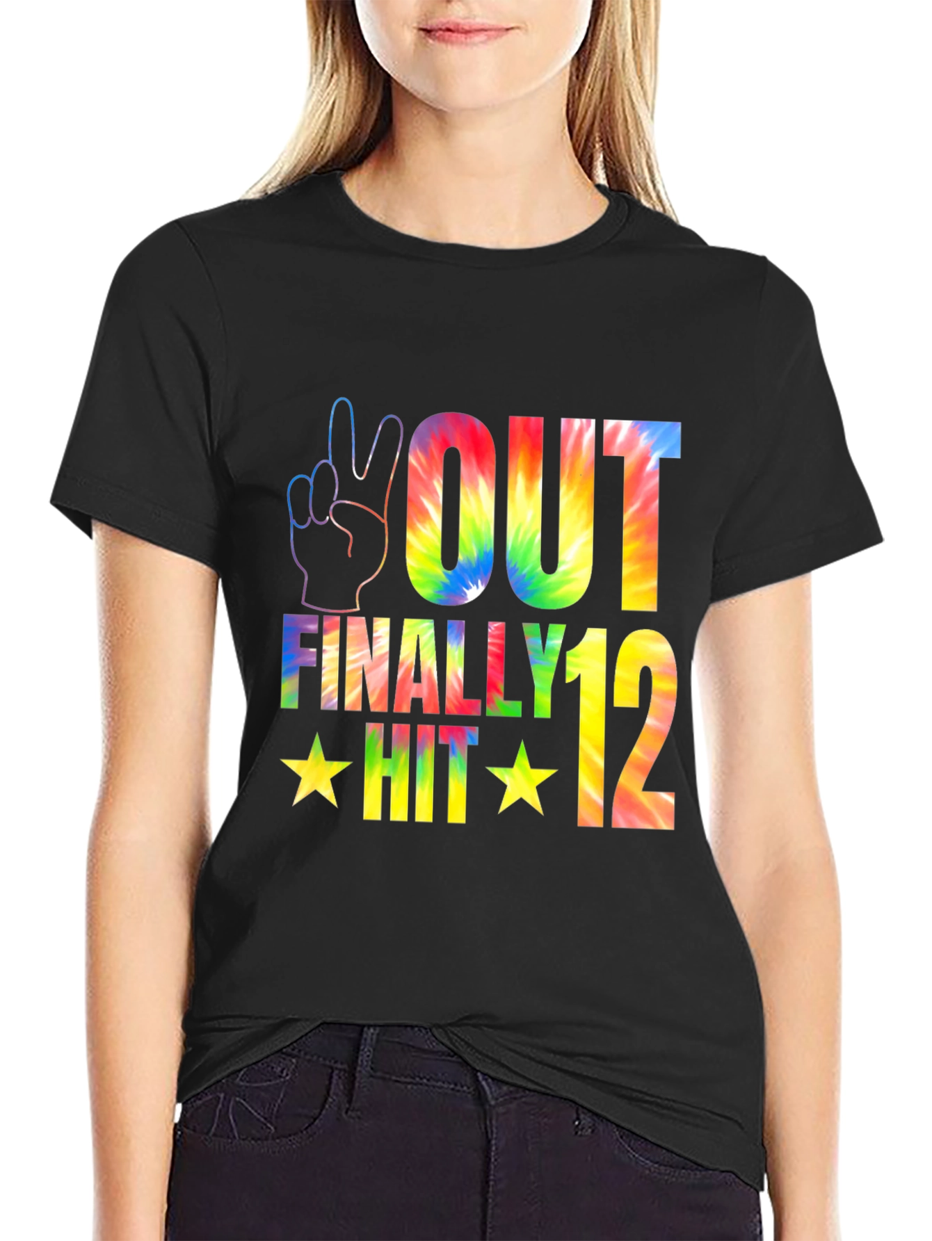 Peace Out Finally Hit 12 Tie-Dye Birthday T-Shirt
