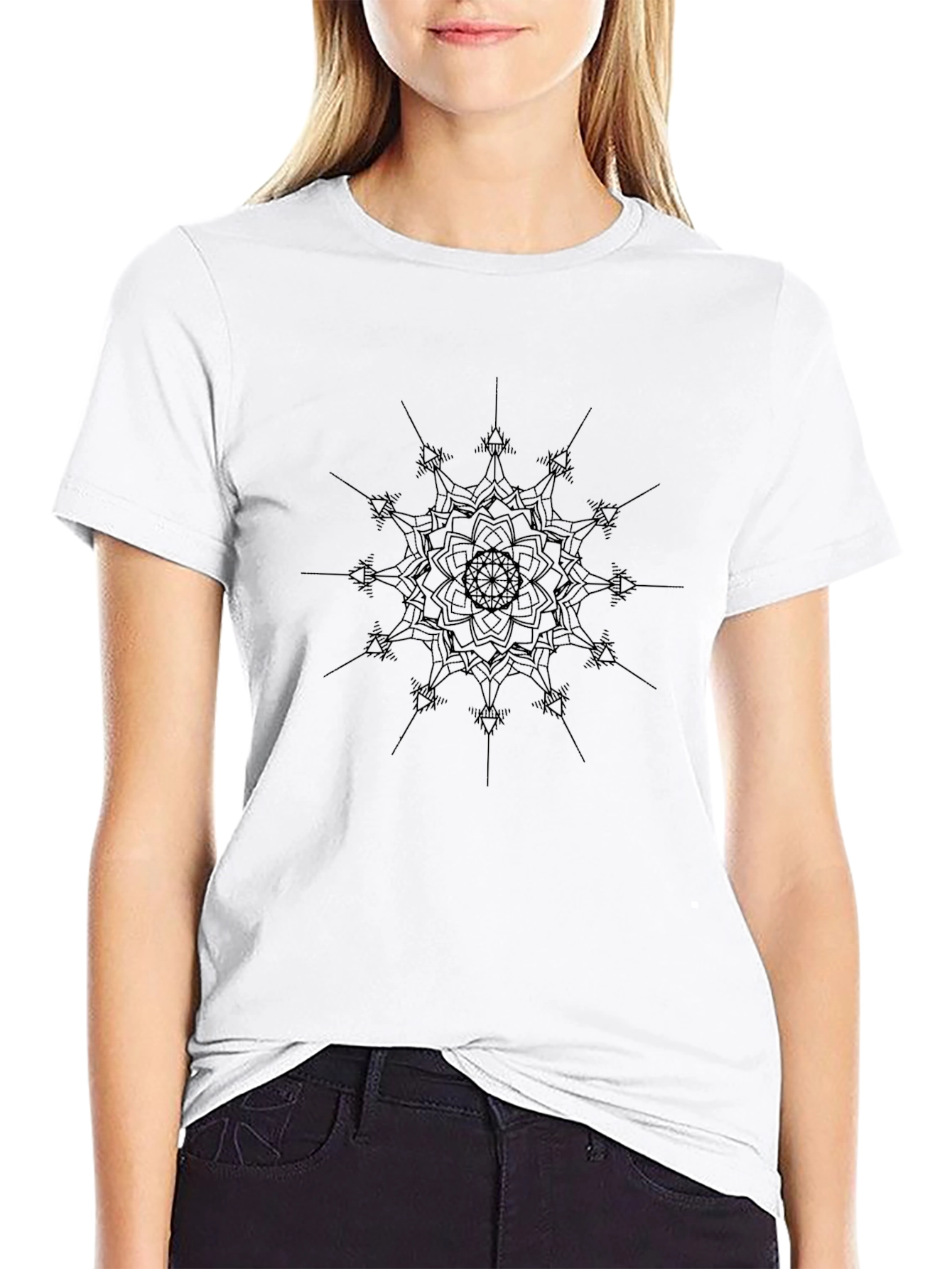 Black Mandala Graphic Tee - Modern Casual Style
