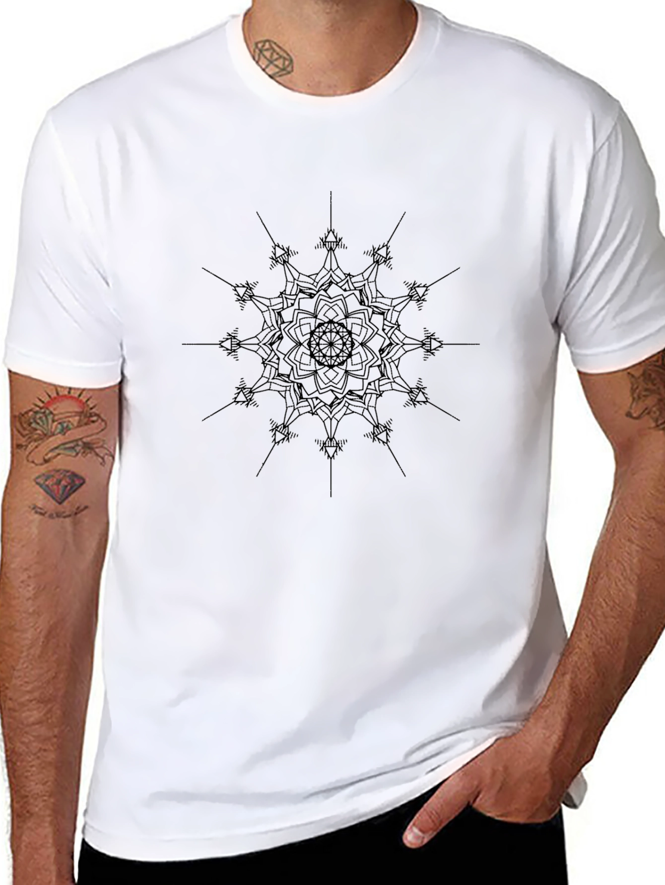 Black Mandala Graphic Tee - Modern Casual Style