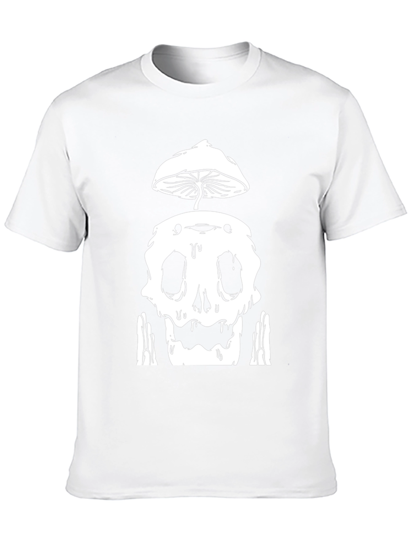 Mushroom Skull Graphic Tee - Black Cotton T-Shirt