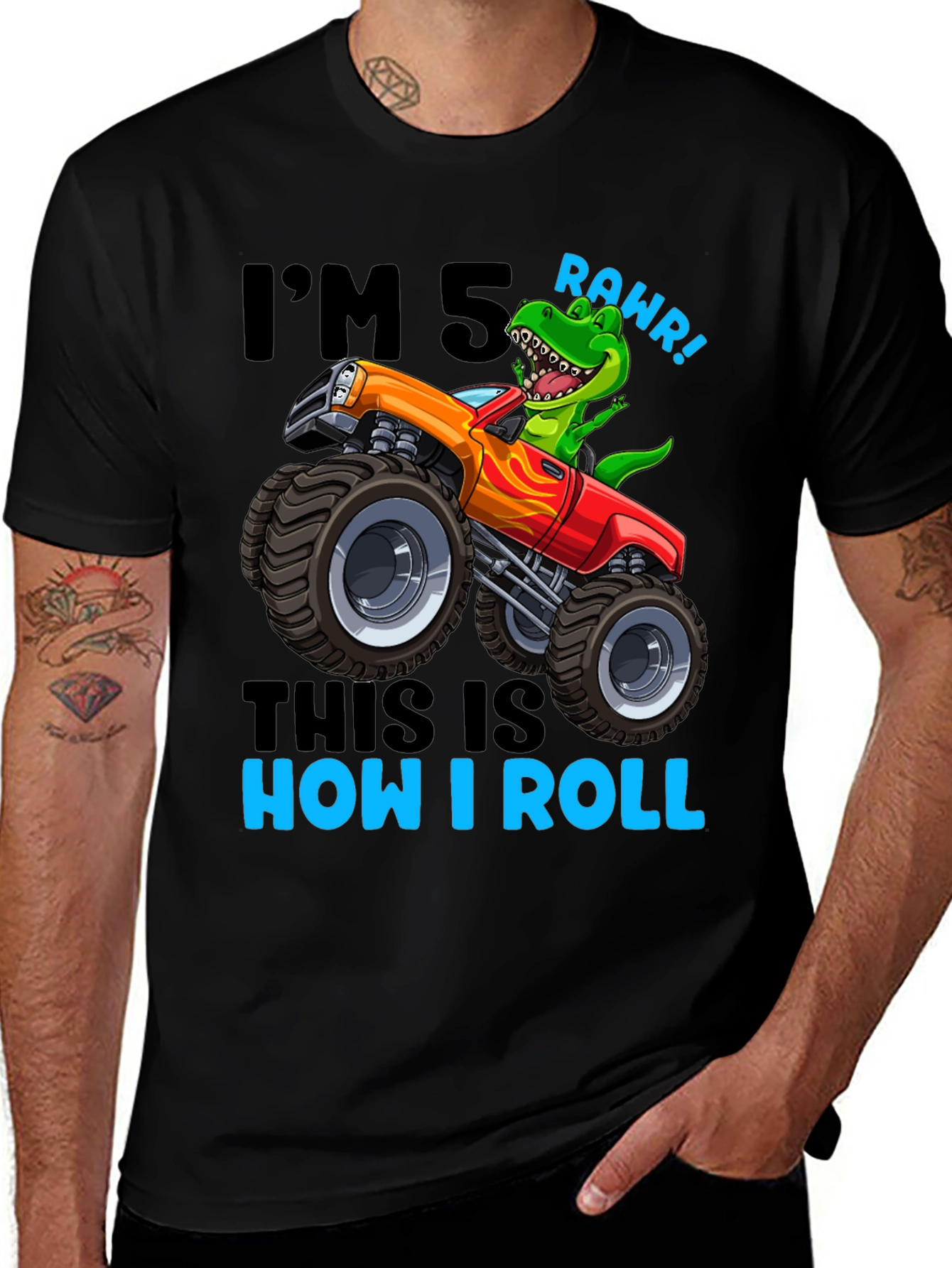 Im 5 Rawr Dinosaur Monster Truck Birthday T-Shirt
