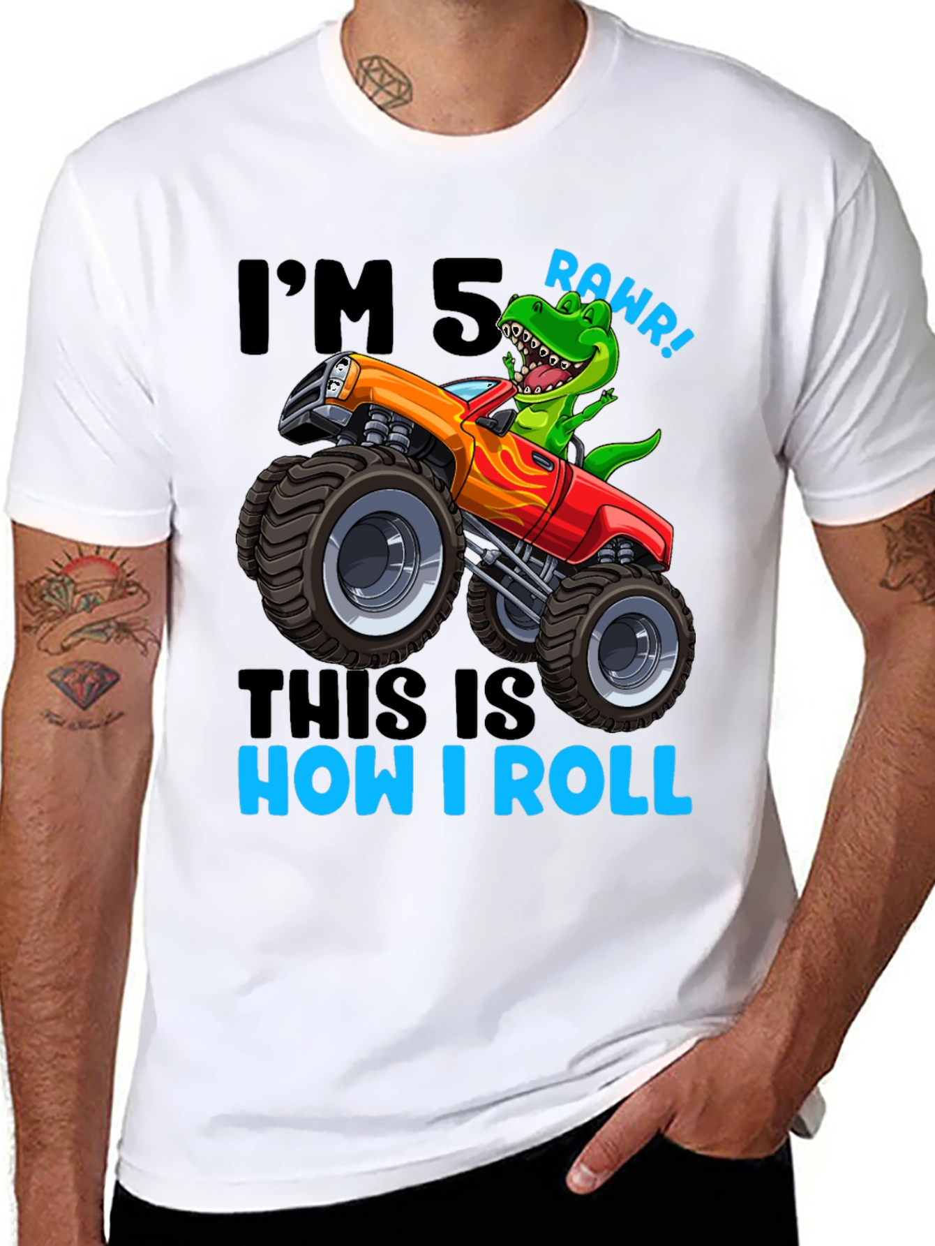 Im 5 Rawr Dinosaur Monster Truck Birthday T-Shirt
