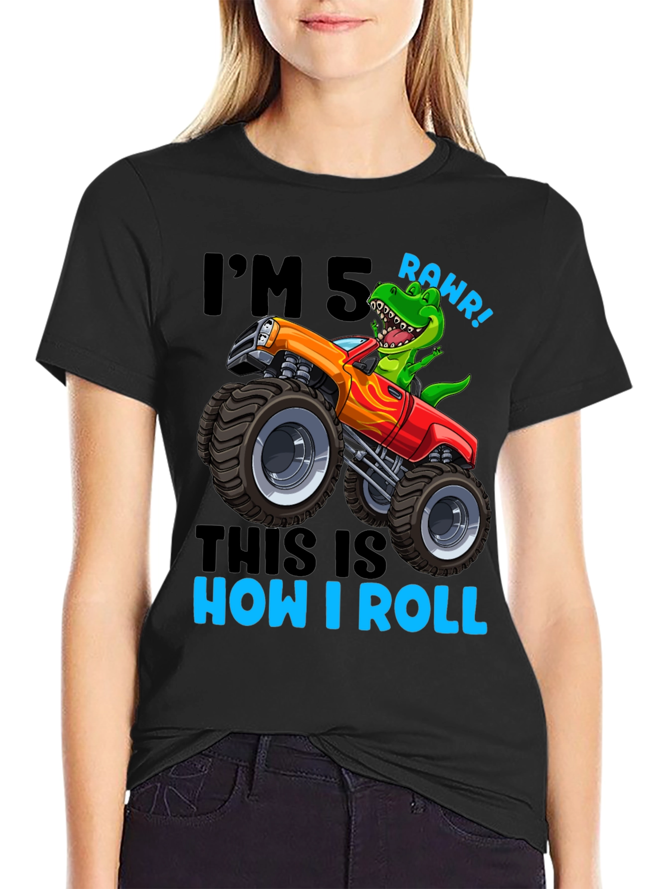 Im 5 Rawr Dinosaur Monster Truck Birthday T-Shirt