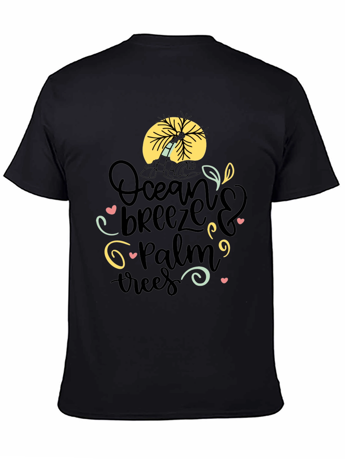 Ocean Breeze Palm Trees Graphic Tee - Black