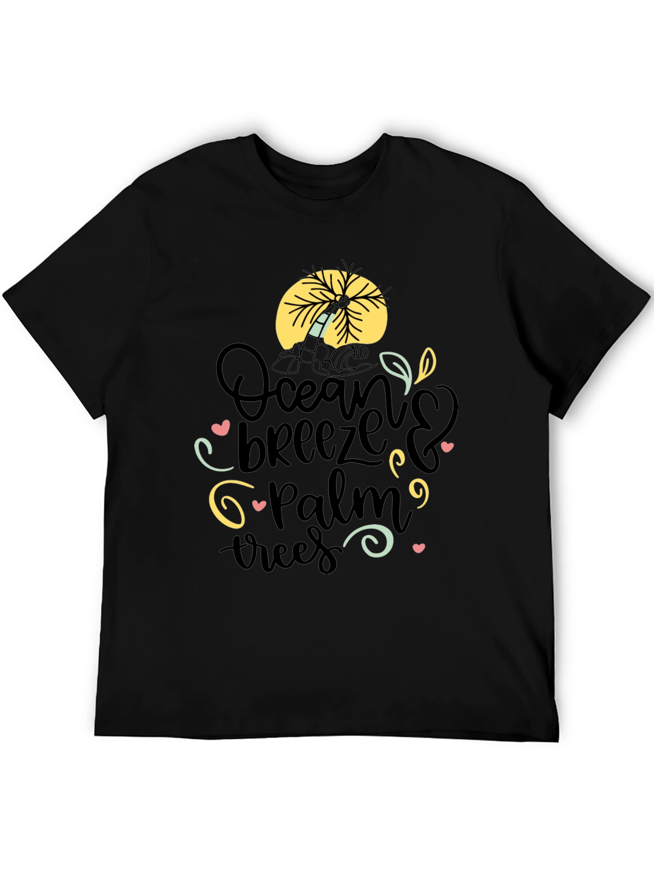 Ocean Breeze Palm Trees Graphic Tee - Black