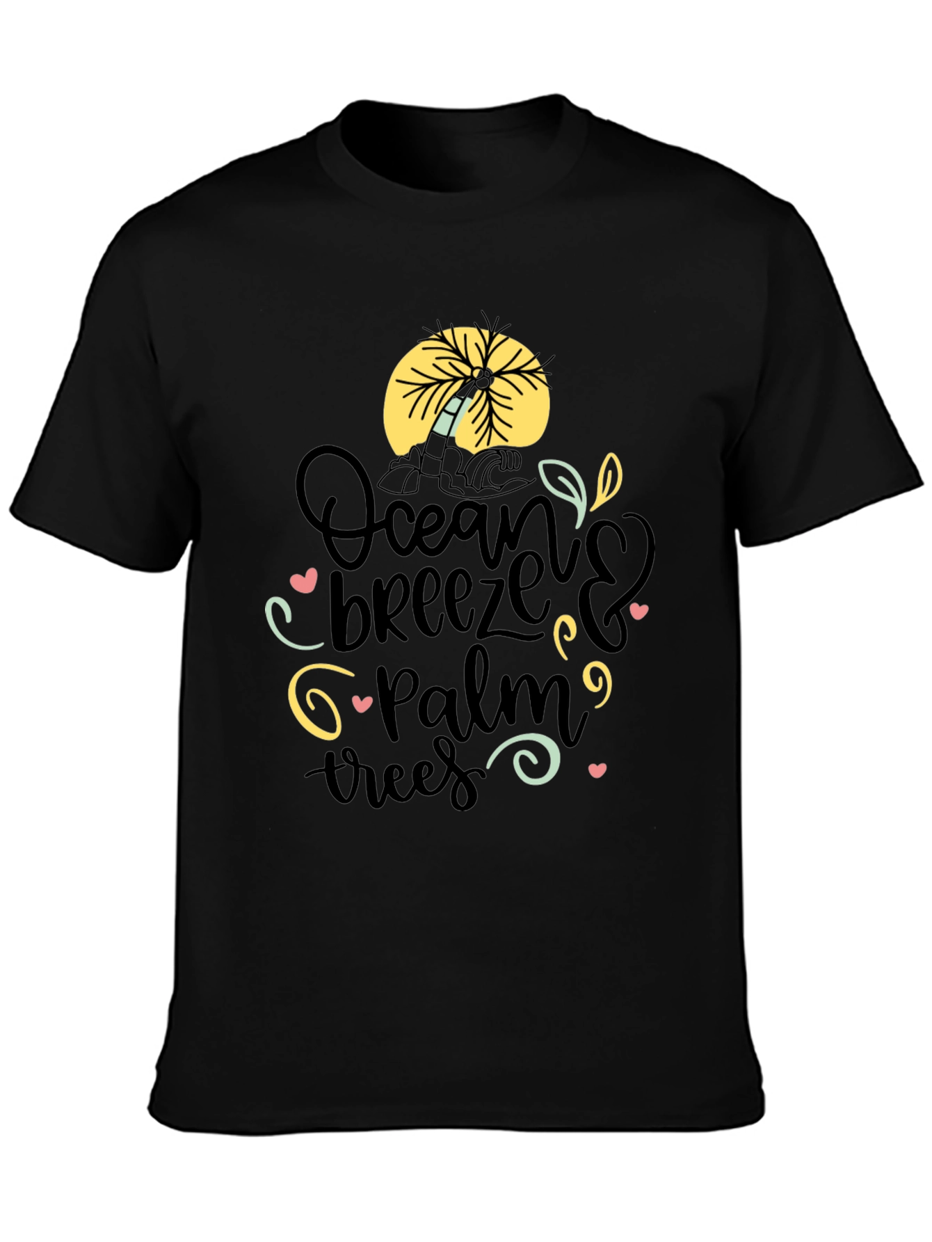 Ocean Breeze Palm Trees Graphic Tee - Black