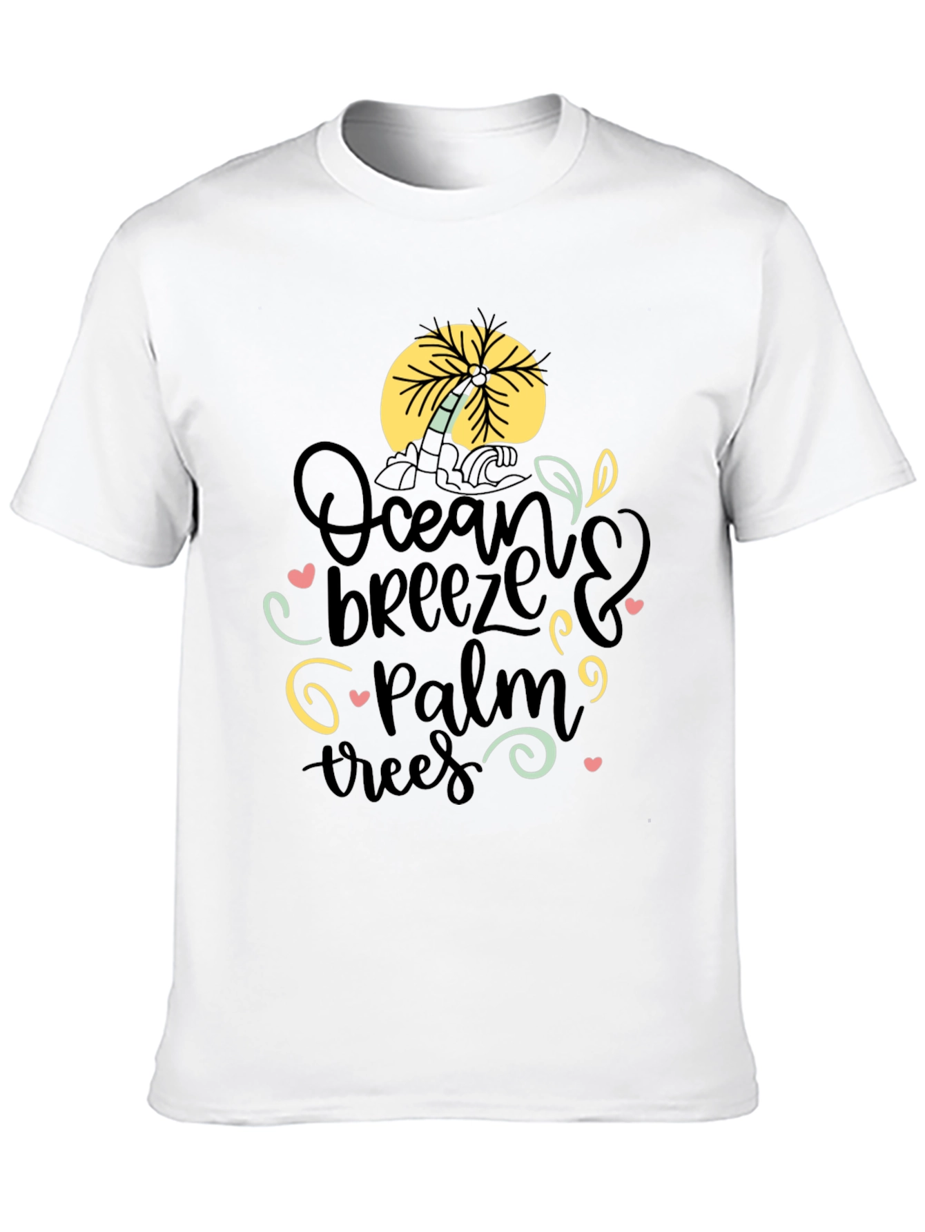 Ocean Breeze Palm Trees Graphic Tee - Black