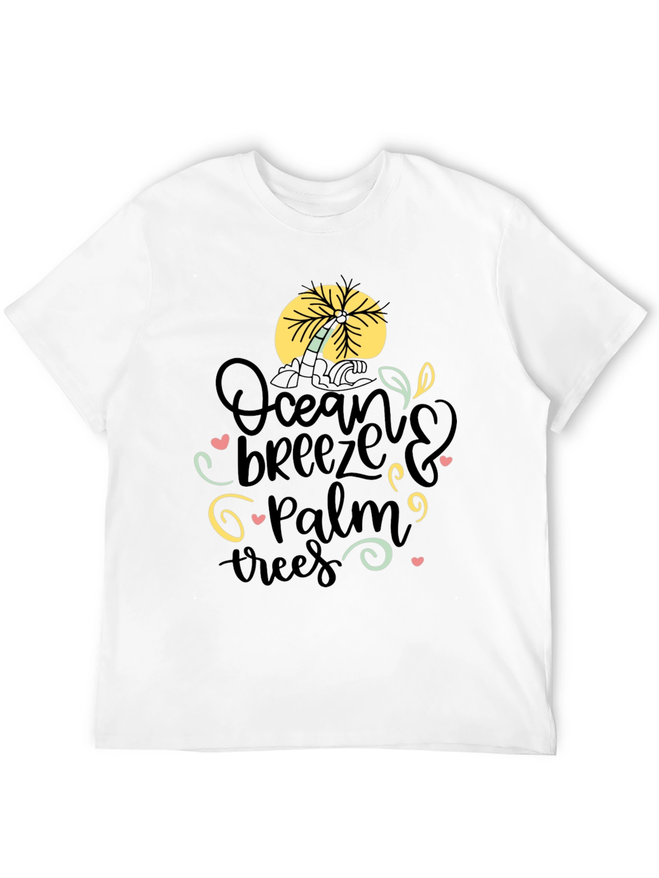 Ocean Breeze Palm Trees Graphic Tee - Black