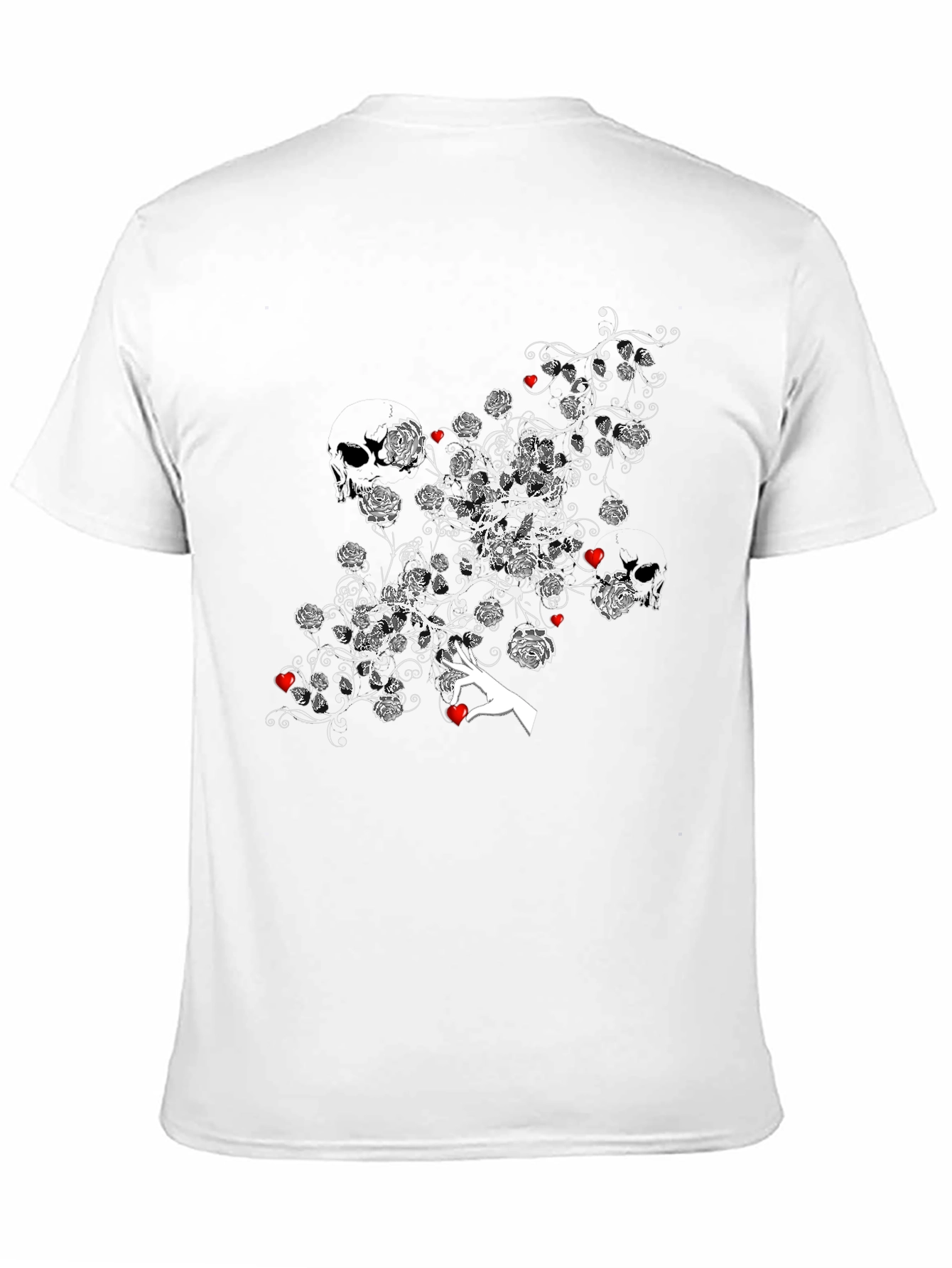Floral Heart Tee - Stylish Black Graphic T-Shirt
